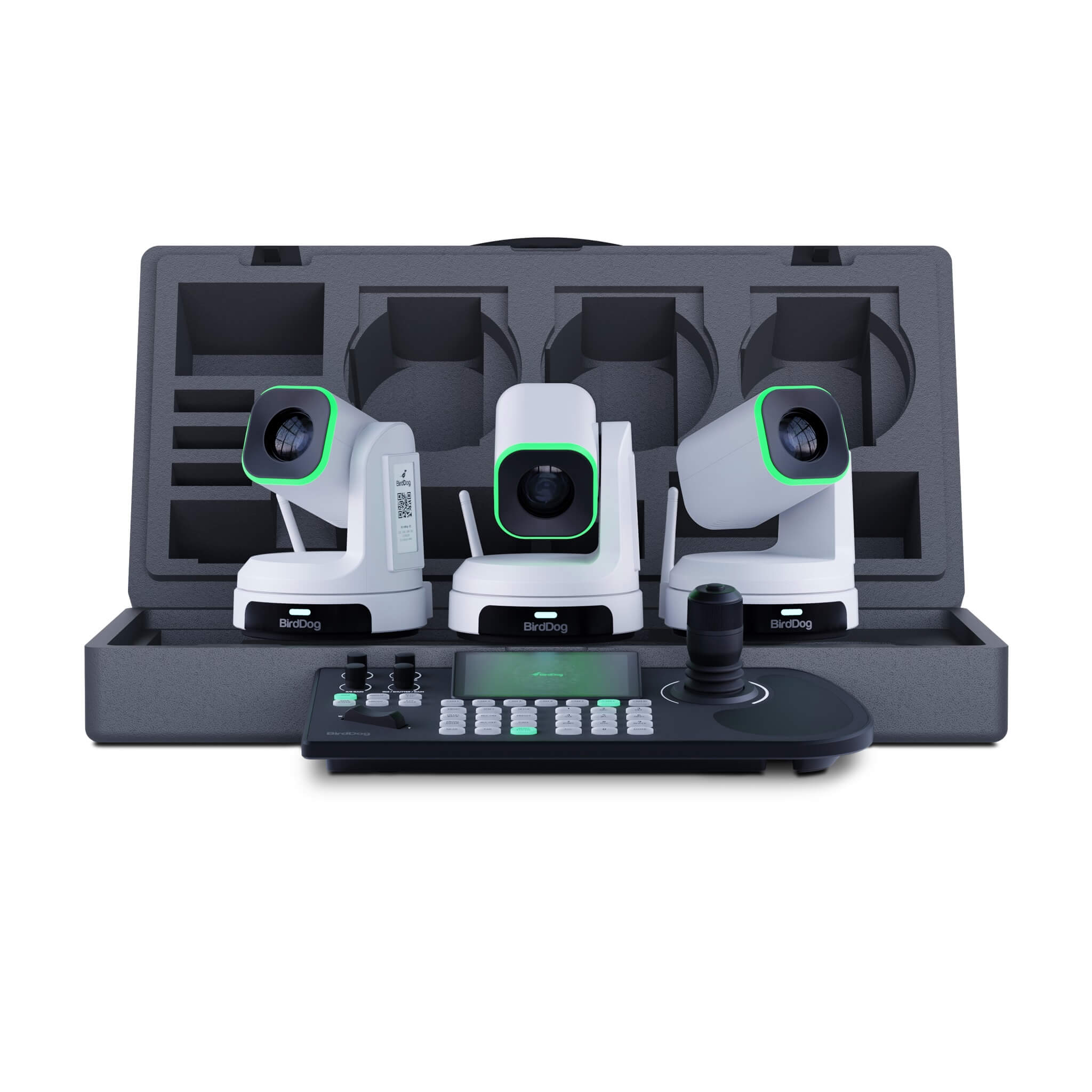 BirdDog X1 Bundle - 3 white X1 PTZ Cameras and 1 KBD Controller
