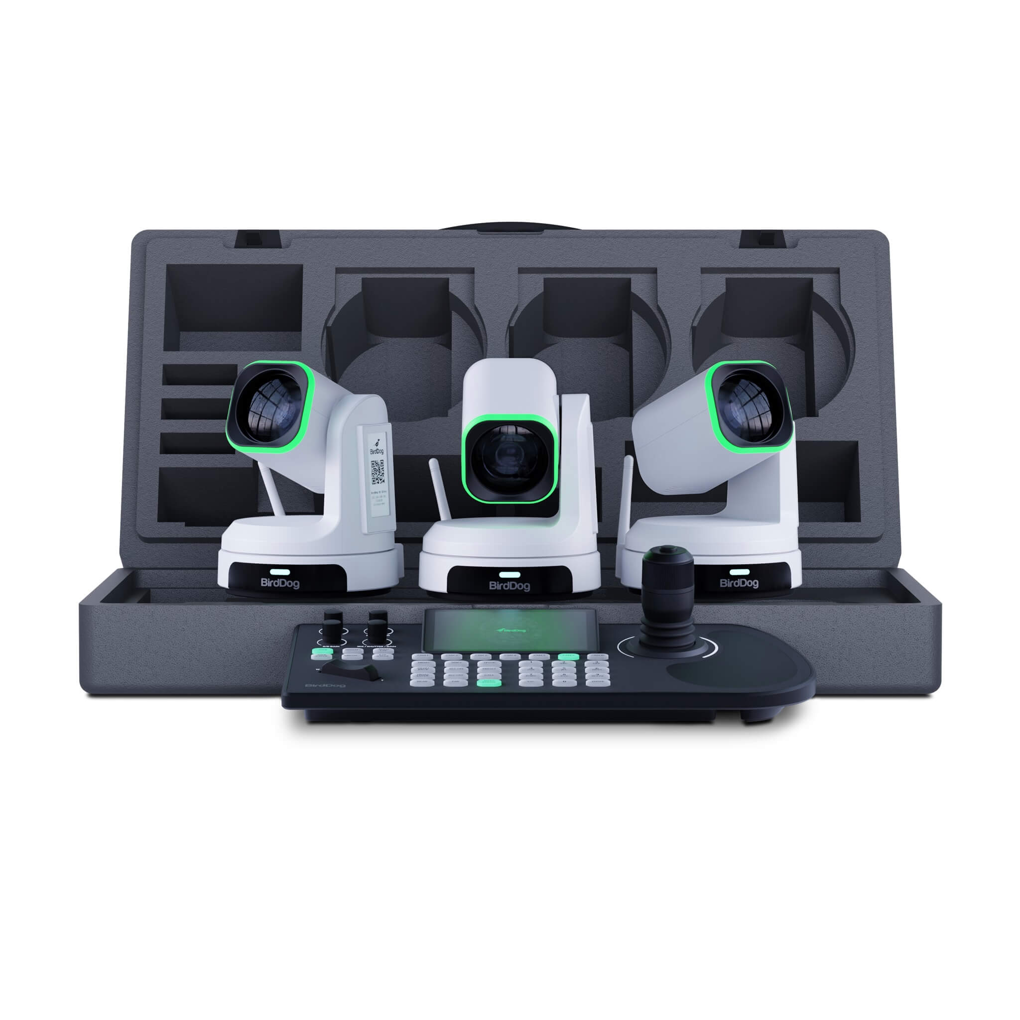 BirdDog X1 Ultra Bundle - 3 white X1 Ultra PTZ Cameras and 1 KBD Controller