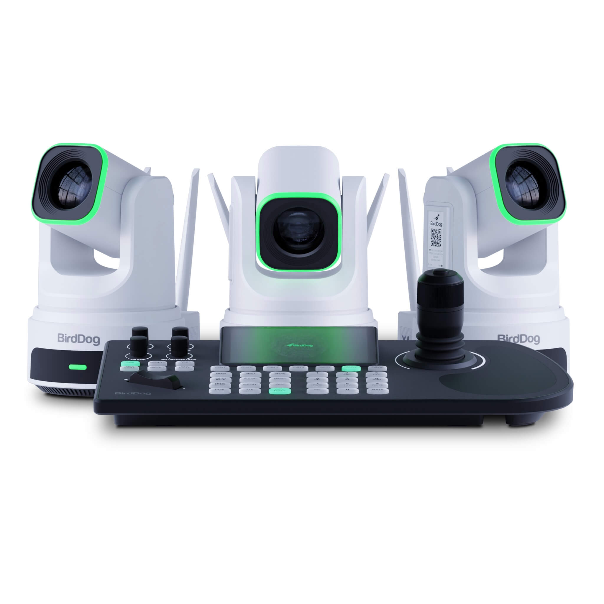 BirdDog X4 Ultra Combo - 3 white X4 Ultra PTZ Cameras and 1 KBD Controller