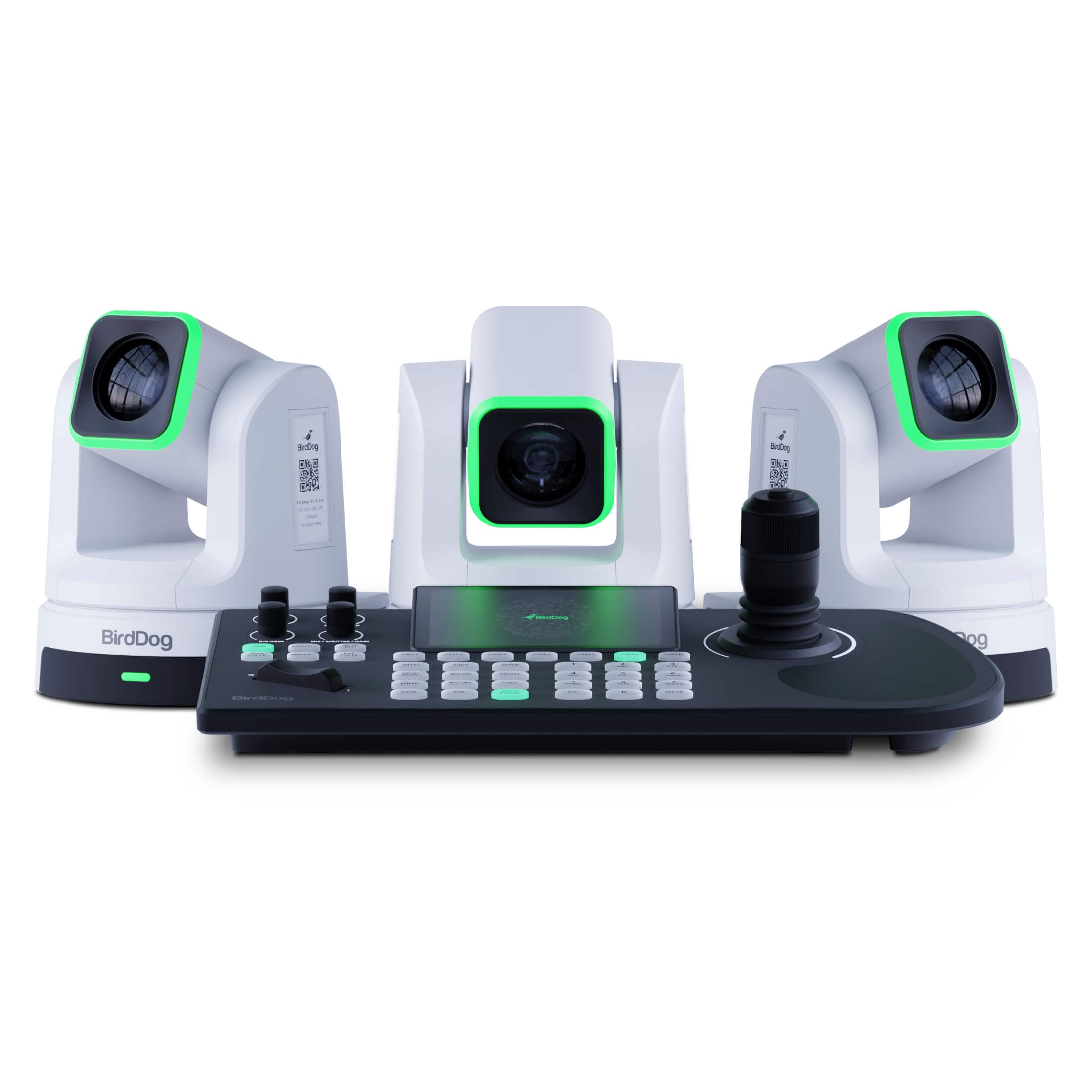 BirdDog X5 Ultra Combo - 3 white X5 Ultra PTZ Cameras and 1 KBD Controller