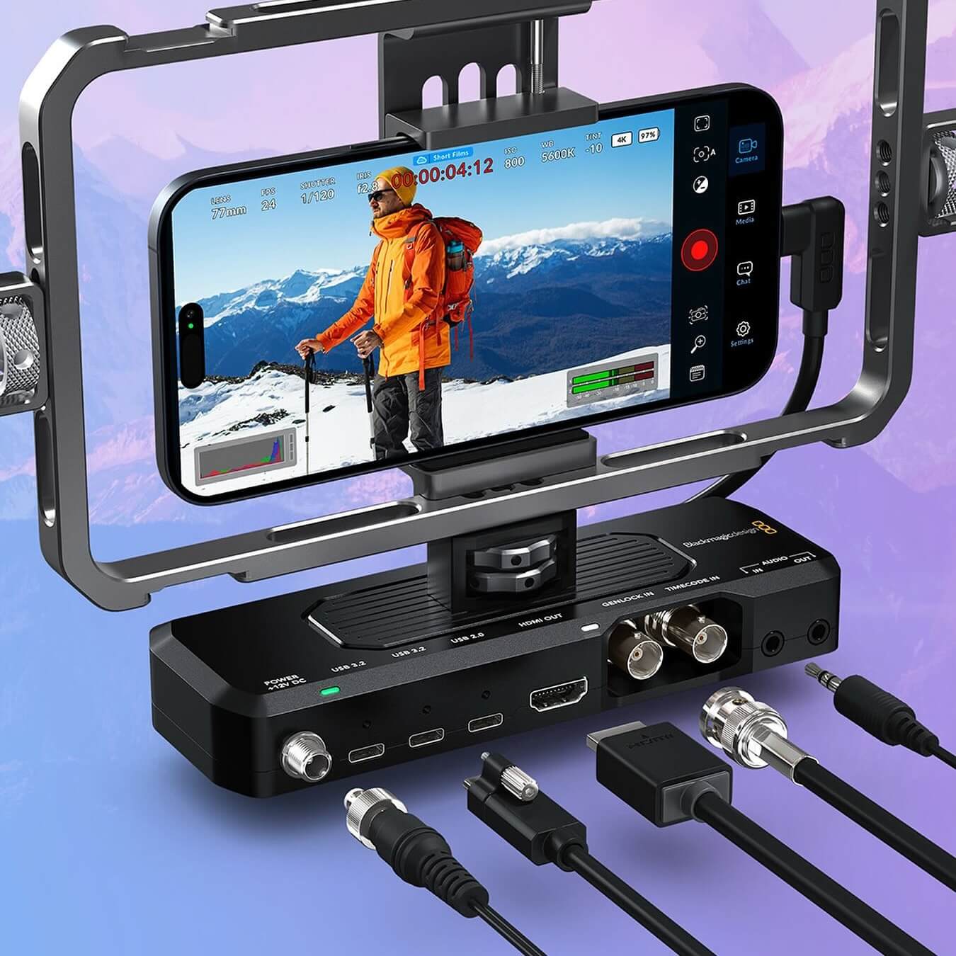 Blackmagic Camera ProDock - Professional Video Connections for iPhone, rig setup
