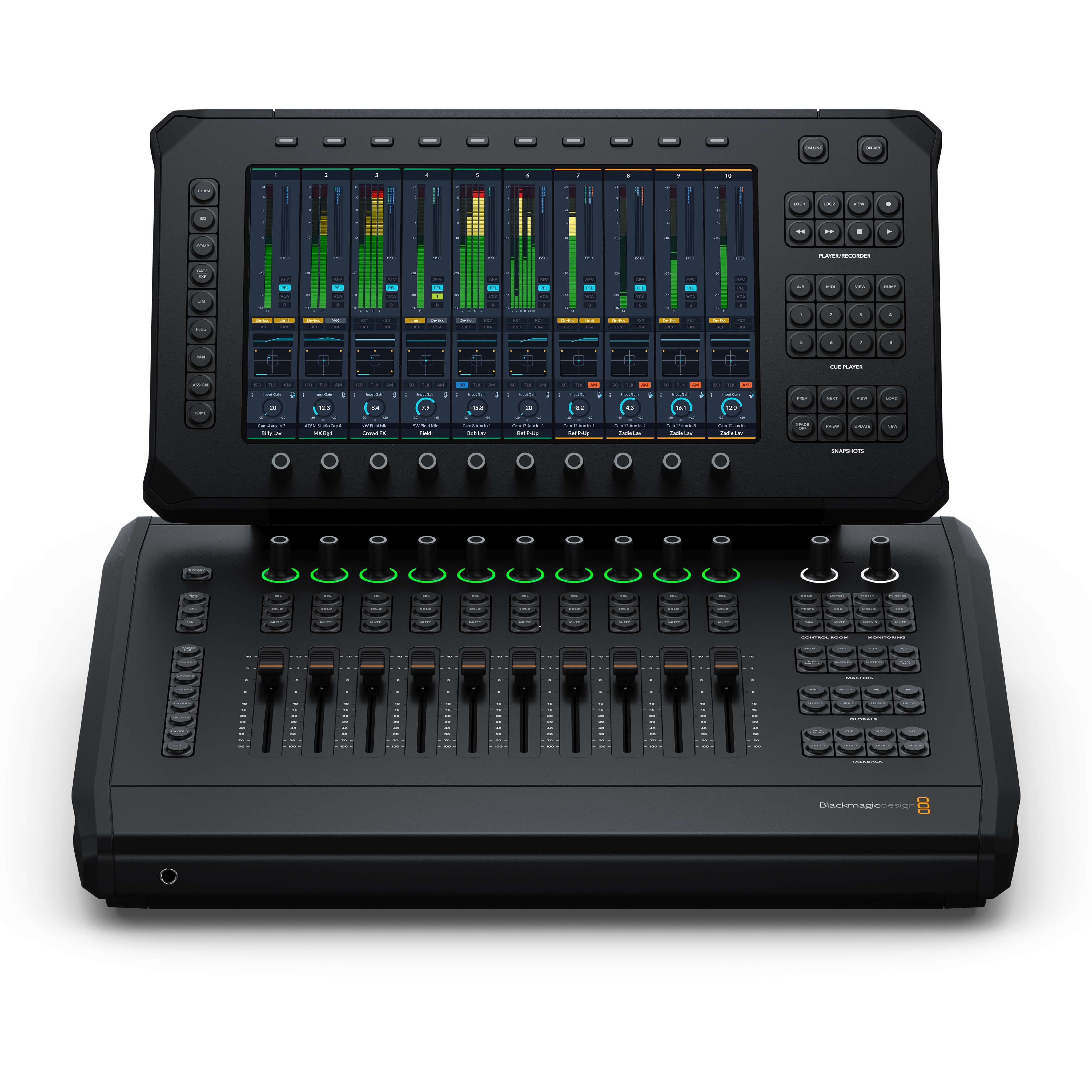 Blackmagic Design Fairlight Live Audio Panel 10 - software based broadcast audio mixer, front