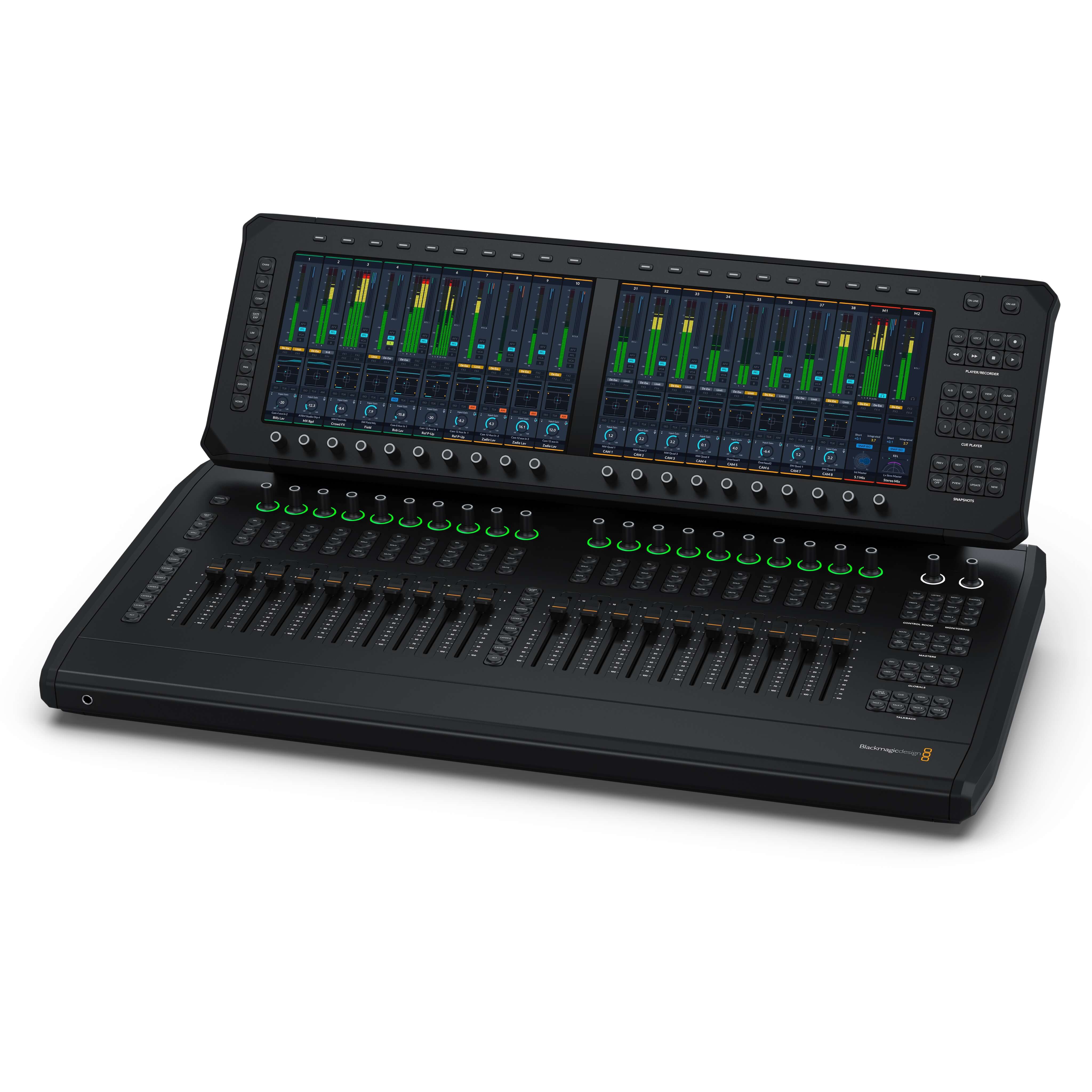 Blackmagic Design Fairlight Live Audio Panel 20 - Software Based Broadcast Mixer for High End Live Audio, angled