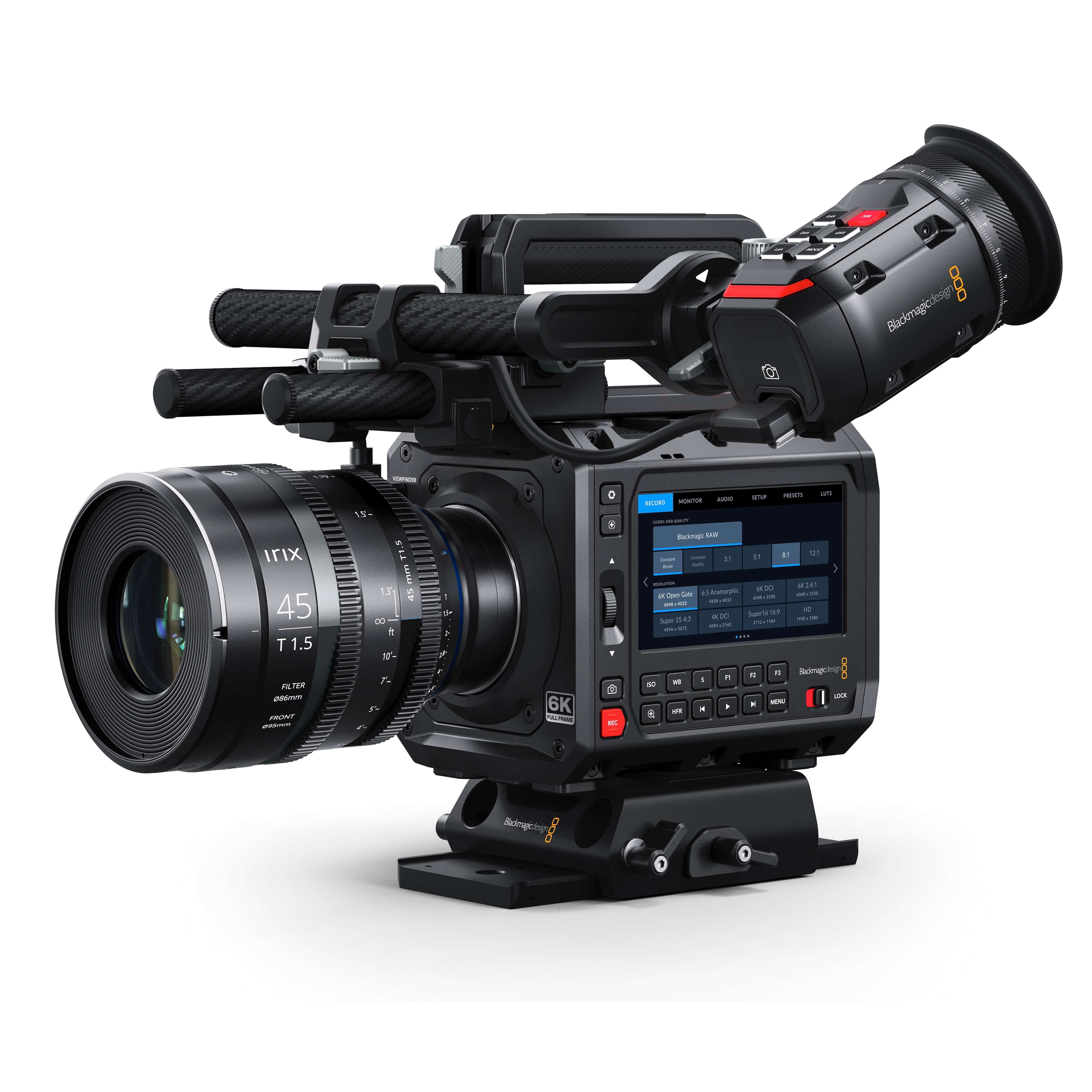 Blackmagic Design PYXIS 6K - Full Frame HDR Digital Film Camera, front angle, optional equipment shown