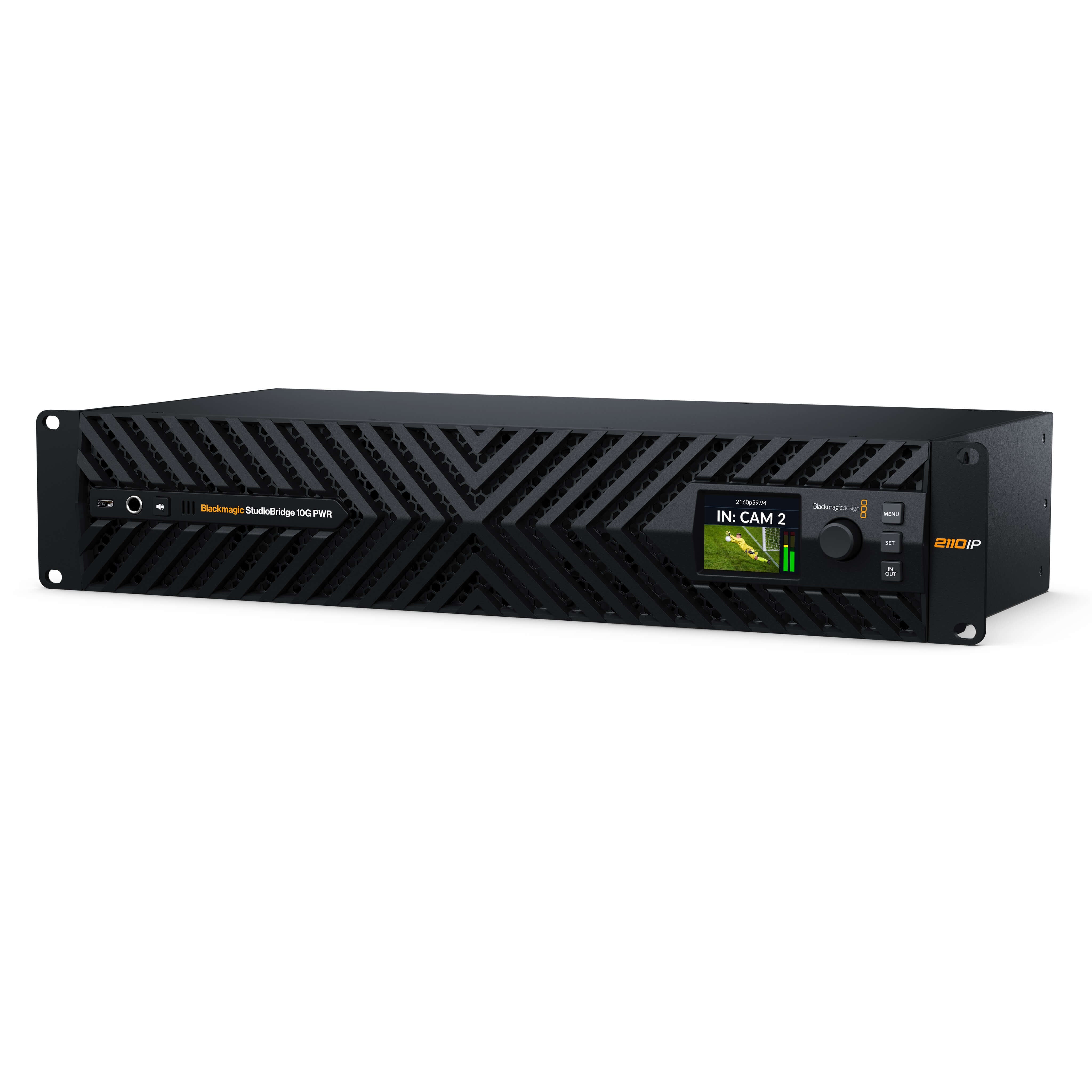 Blackmagic Design StudioBridge 10G PWR - 8-ch 10G Ethernet Bridge, angled