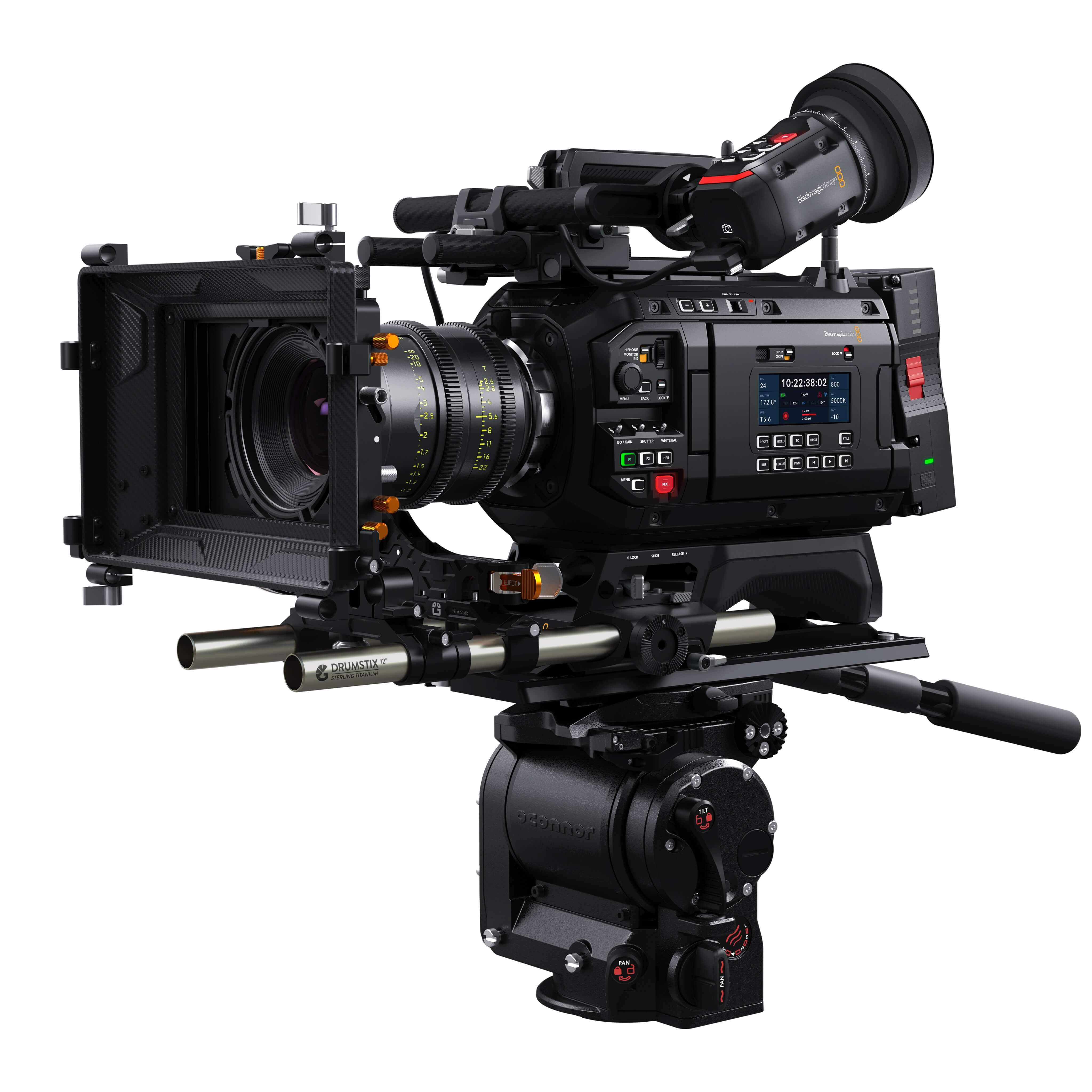 Blackmagic Design URSA Cine 12K LF 100G - Digital Film Camera with Optional Equipment Shown, angle