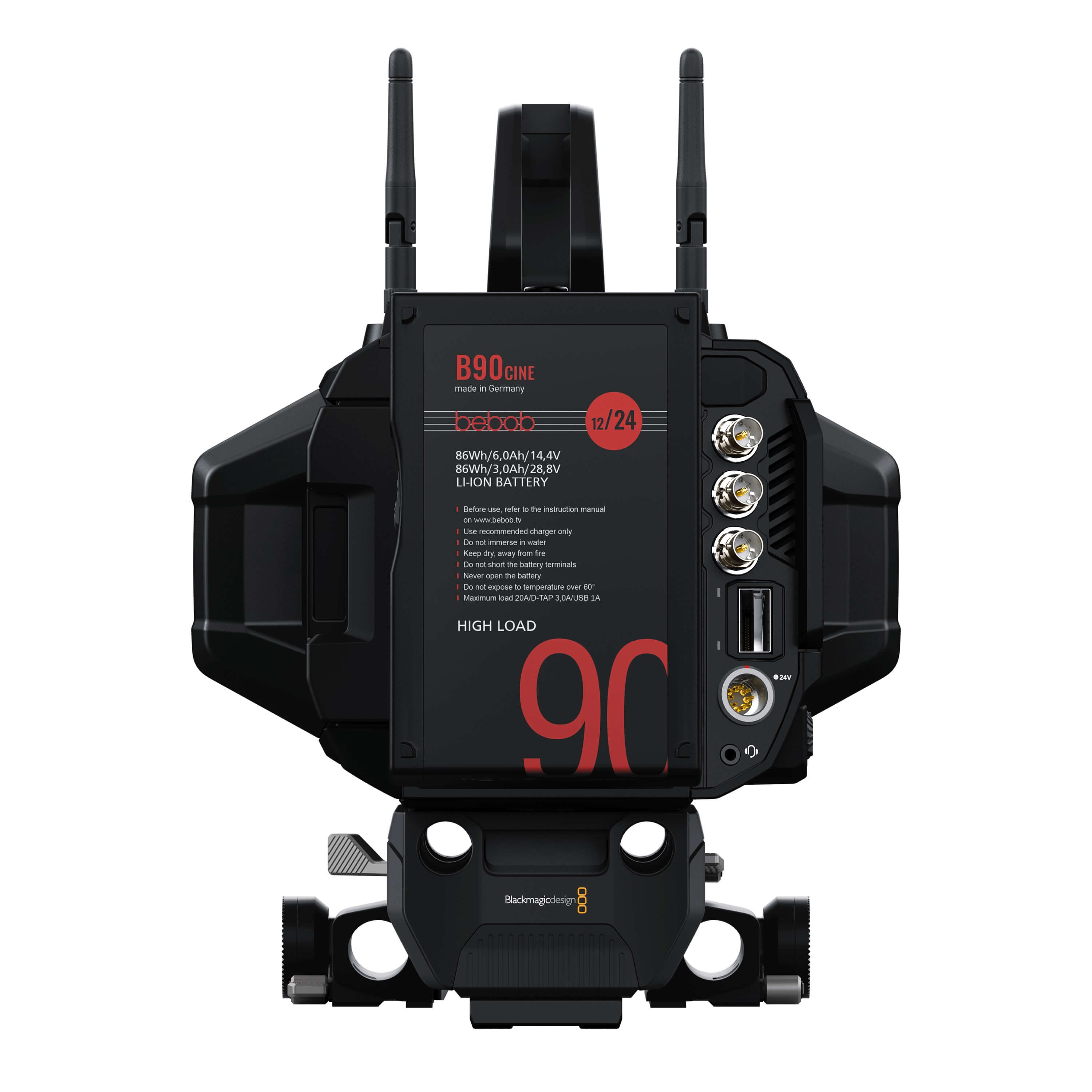 Blackmagic Design URSA Cine Immersive 100G - Dual 8K Sensor Camera, rear shown with optional battery
