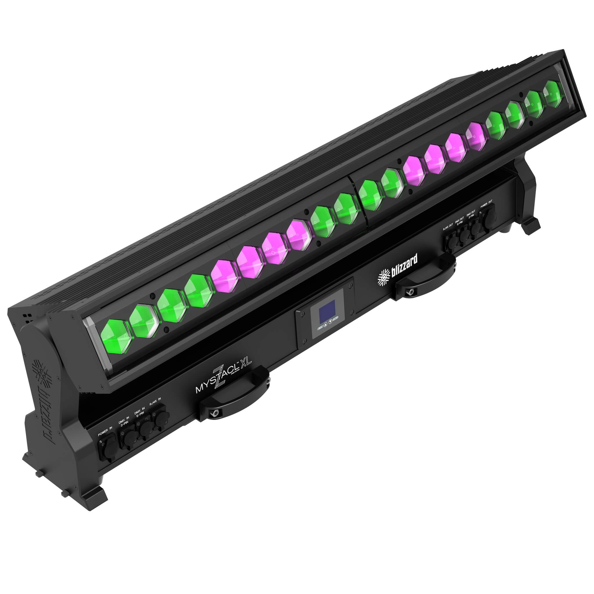 Blizzard Lighting MystACL Z IP XL - LED Moving Head Zoomable Batten, illuminated green and pink