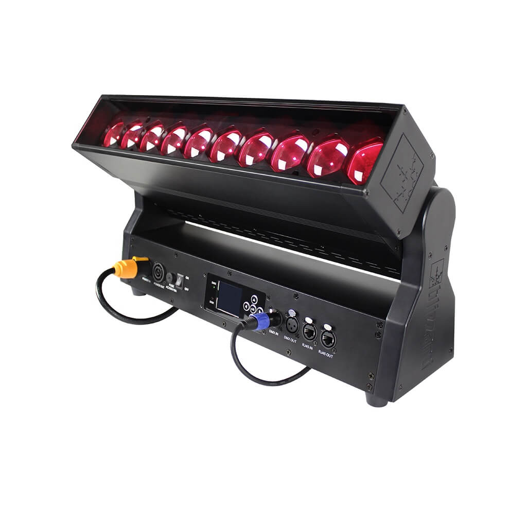 Blizzard Lighting MystACL Z - RGBW LED Zoom Bar with Motorized Tilt, left angle red