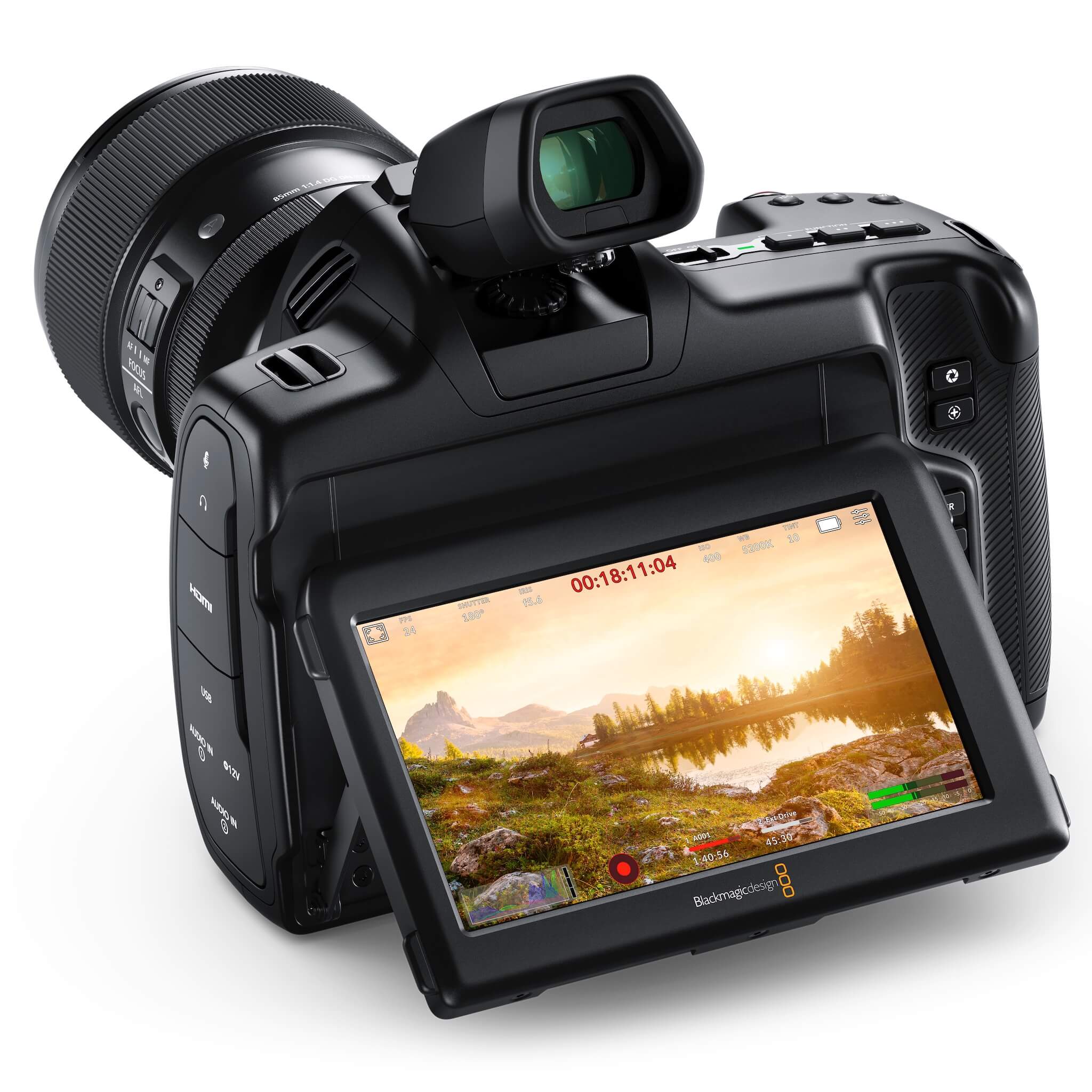 Blackmagic Design Cinema Camera 6K, rear – optional equipment shown