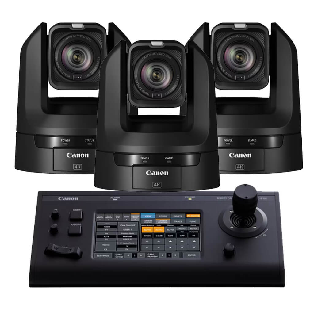 Canon Video Bundle - 3 CR-N100 PTZ Cameras and 1 RC-IP100 Controller, black