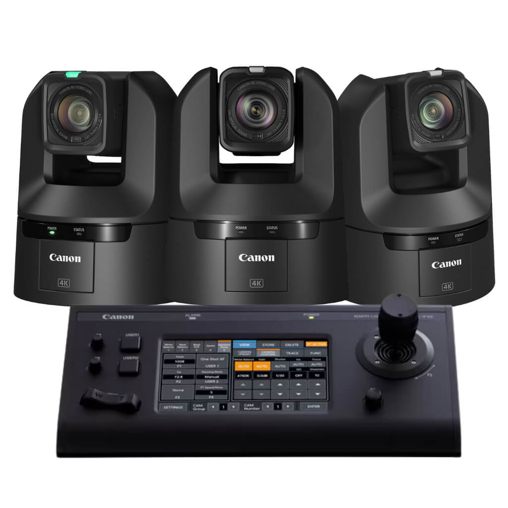 Canon Video Bundle - 3 CR-N400 PTZ Cameras and 1 RC-IP100 Controller, black