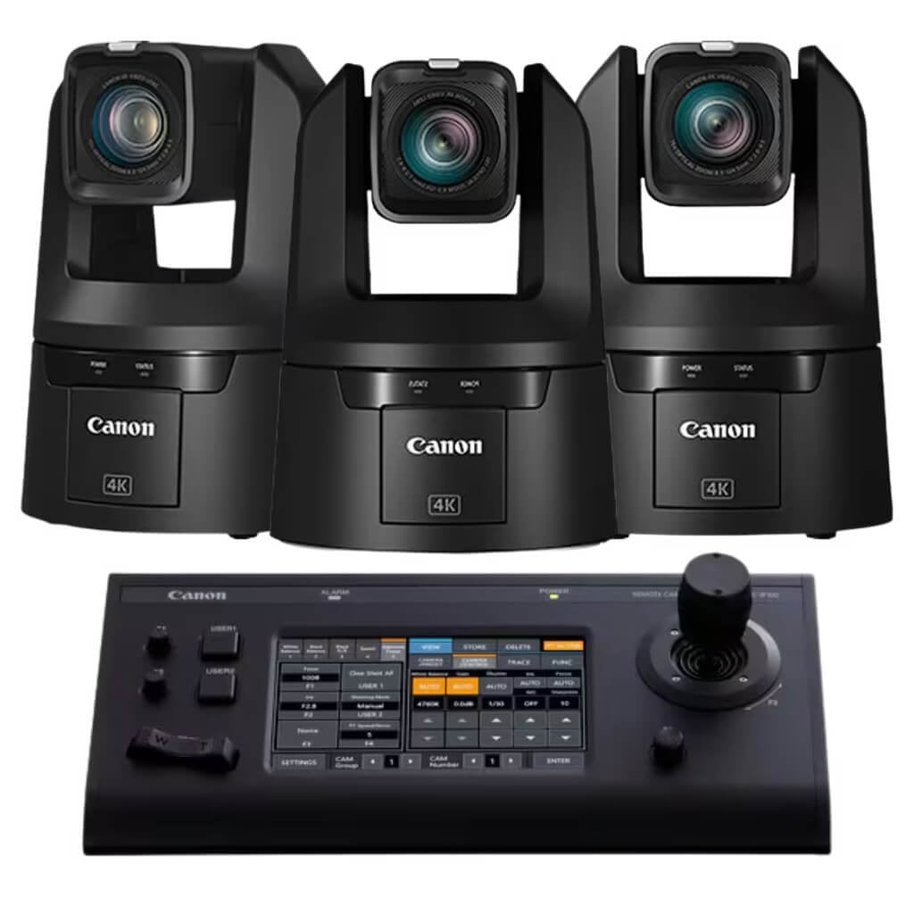 Canon Video Bundle - 3 CR-N500 PTZ Cameras and 1 RC-IP100 Controller, black
