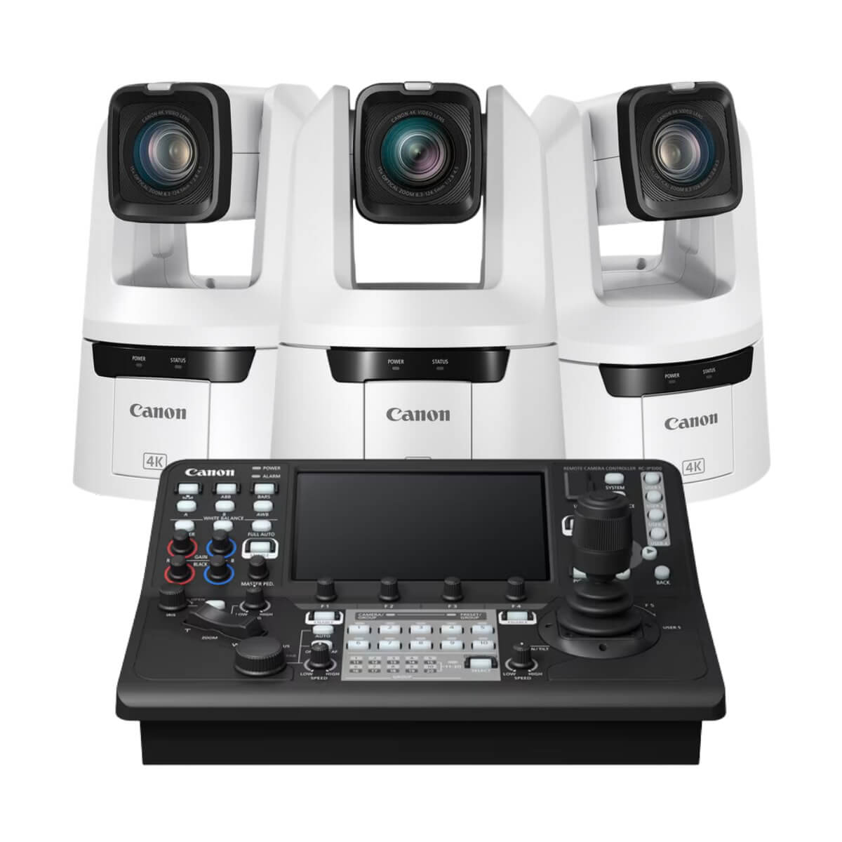 Canon Video Bundle - 3 CR-N700 PTZ Cameras and 1 RC-IP1000 Controller, white
