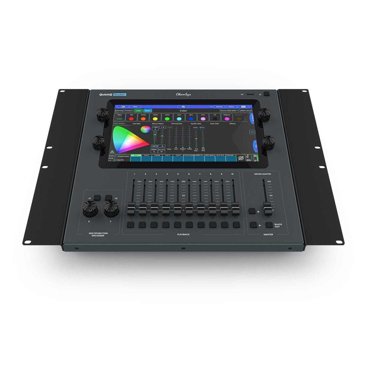 ChamSys Studio+ Lighting Control Console with 19" rack ears, front