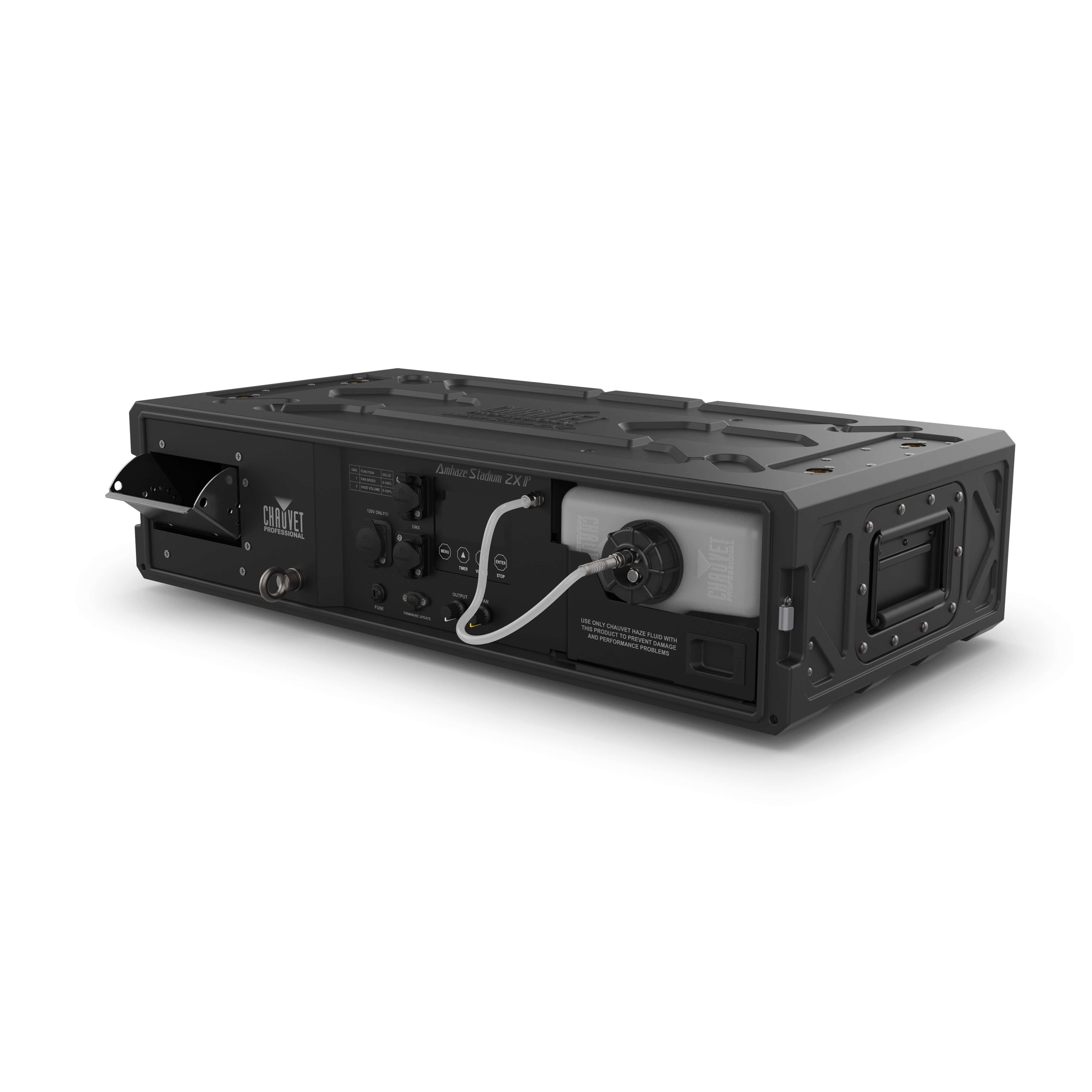 Chauvet Professional Amhaze Stadium 2X IP - Outdoor Hazer, left - cover off