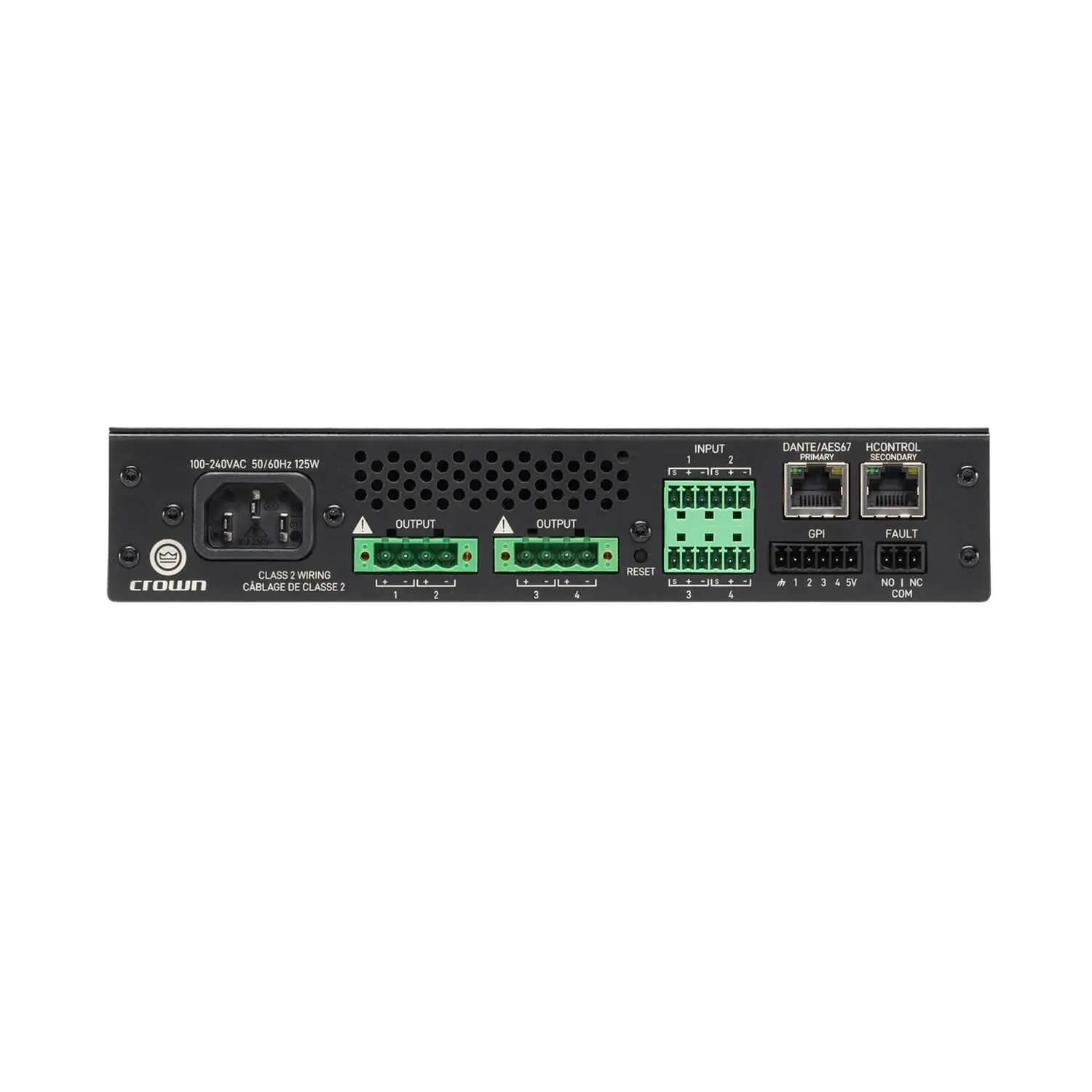 Crown CTD-4125 - ComTech D Series Compact 4-ch Power Sharing Amplifier with DSP and Dante, rear