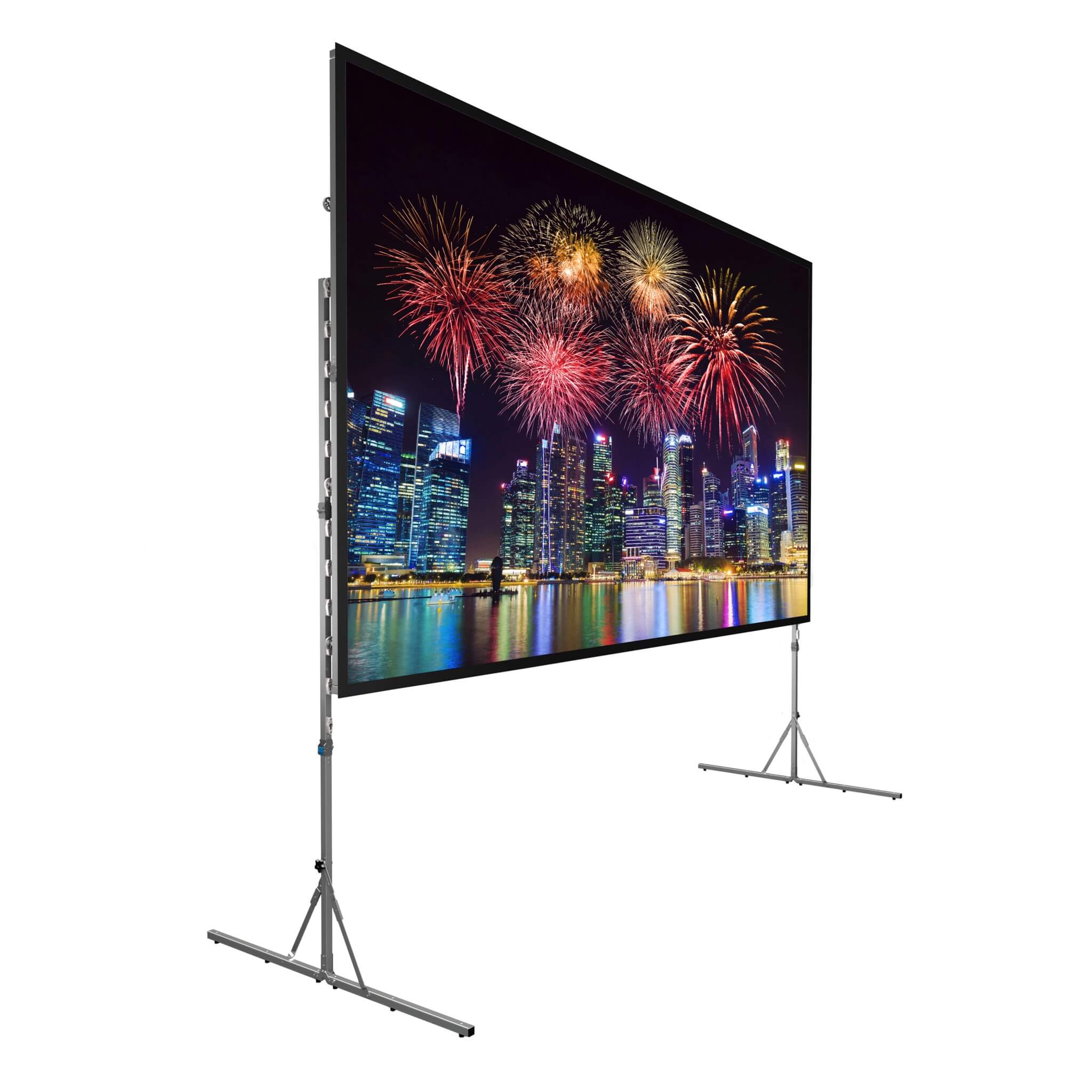 Da-Lite Fast-Fold Deluxe Screen System - Portable Folding Frame Screen, shown with projected image