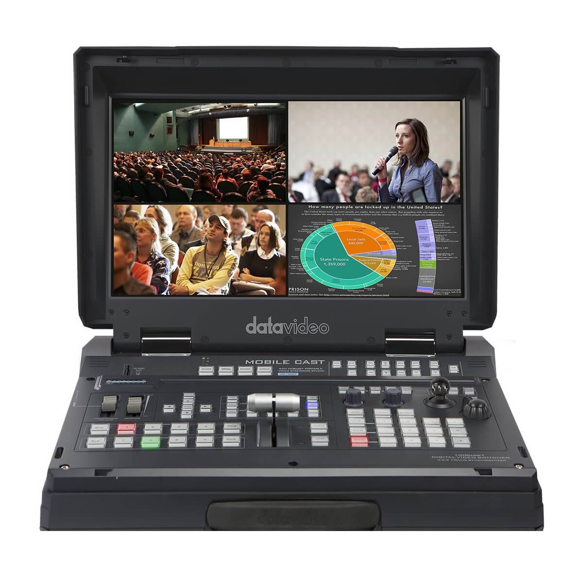 DataVideo HS-1600T MARK II - 4-ch HD HDBaseT Portable Video Streaming Studio, front