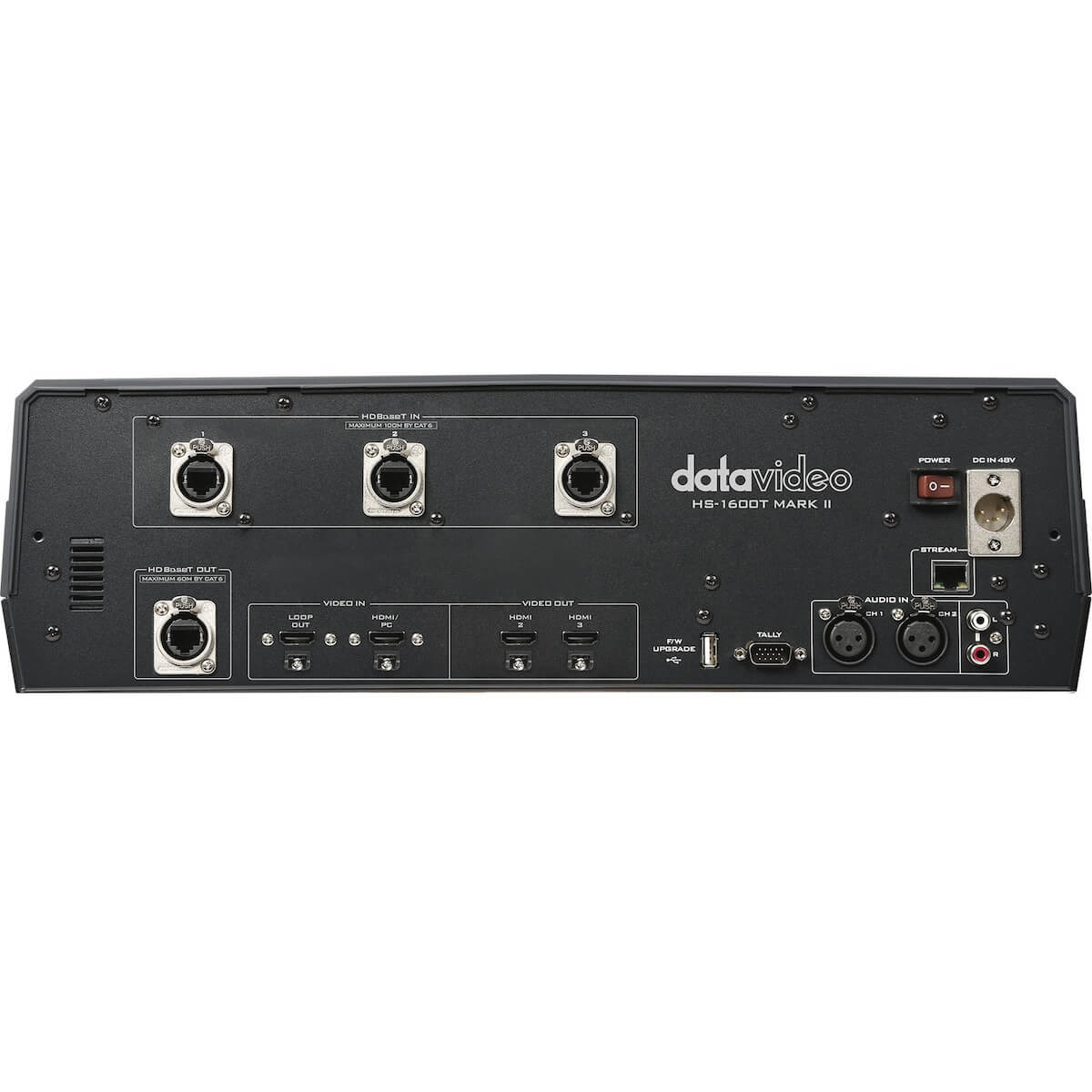 DataVideo HS-1600T MARK II - 4-ch HD HDBaseT Portable Video Streaming Studio, rear