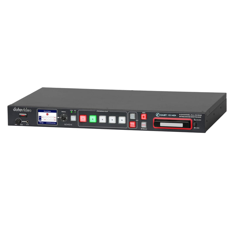 DataVideo iCast 10NDI - 5-Channel 1080p All-in-One Streaming Switcher, angle