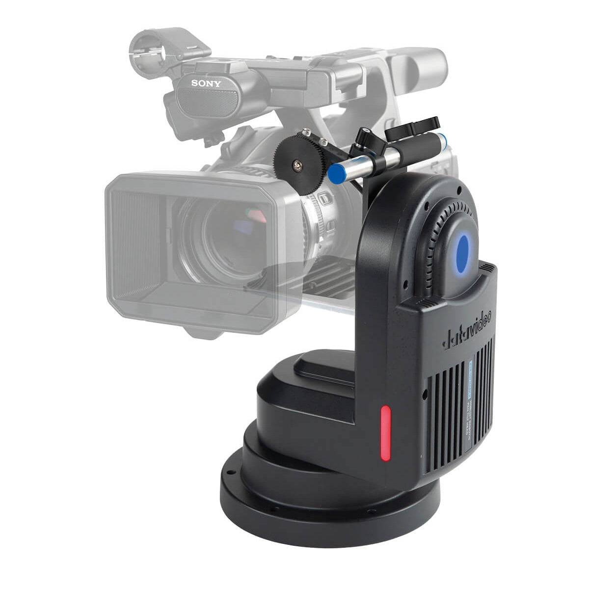 DataVideo PTR-10T Mark II - HDBaseT Robotic Pan Tilt Head, shown with optional DataVideo ZEK-1 Zoom Encoder Kit