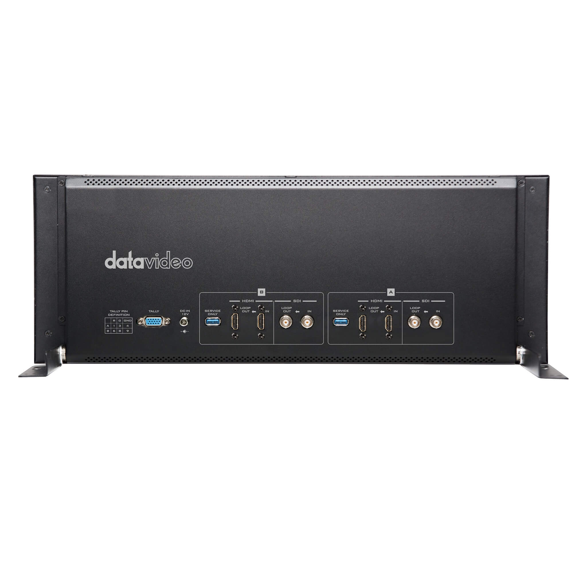 DataVideo TLM-102 - Dual 10-inch Full HD 4RU Rack Mount Monitor, rear