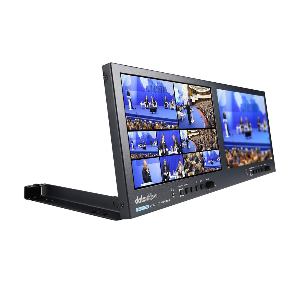 Side Rackmount Monitor DataVideo TLM-102 - Dual 10-inch Full HD 4RU Rack Mount Monitor