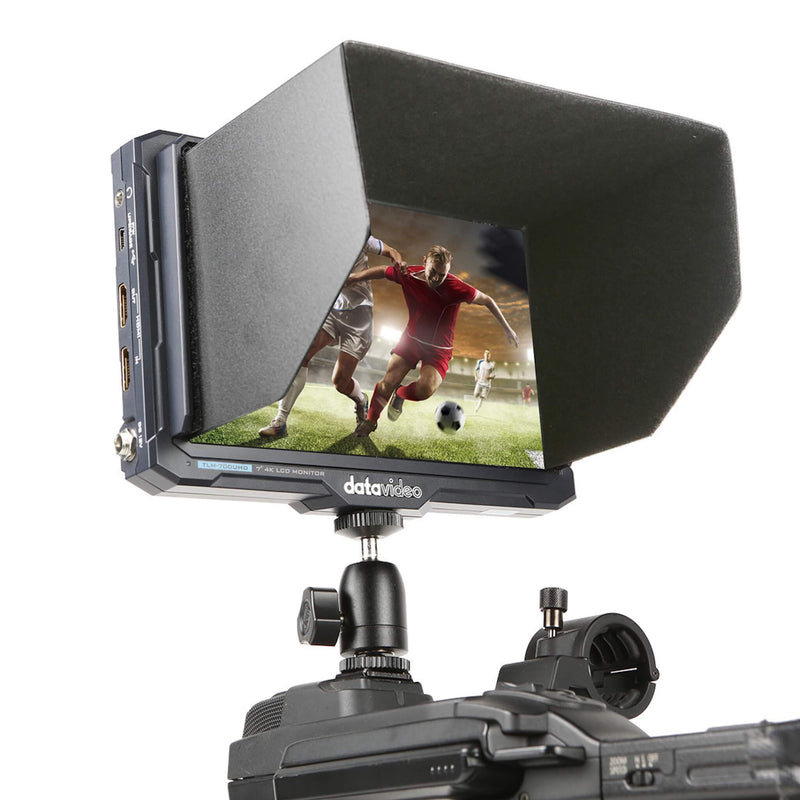 DataVideo TLM-700UHD - 7-inch 4K LCD Monitor, hood camera mount