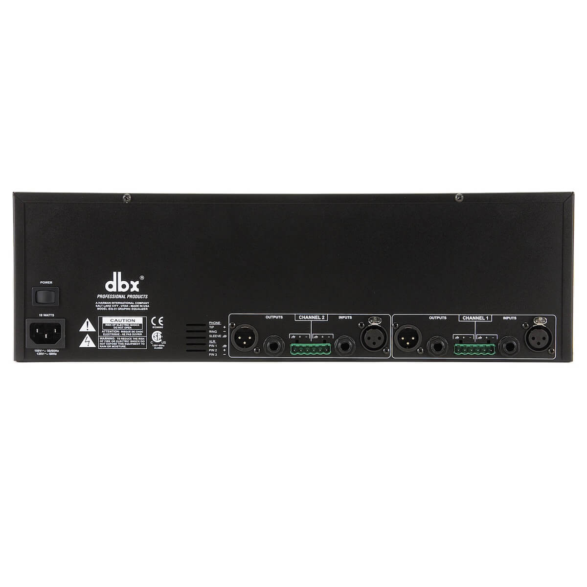 dbx iEQ31 - Dual 31-Band Graphic EQ and Limiter, rear