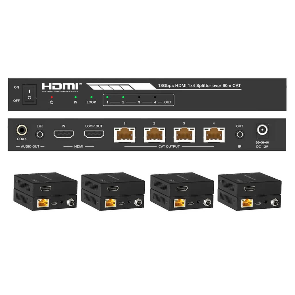DVDO Splitter-14-CAT - 4K 1x4 HDMI Splitter with 4 CAT Receivers