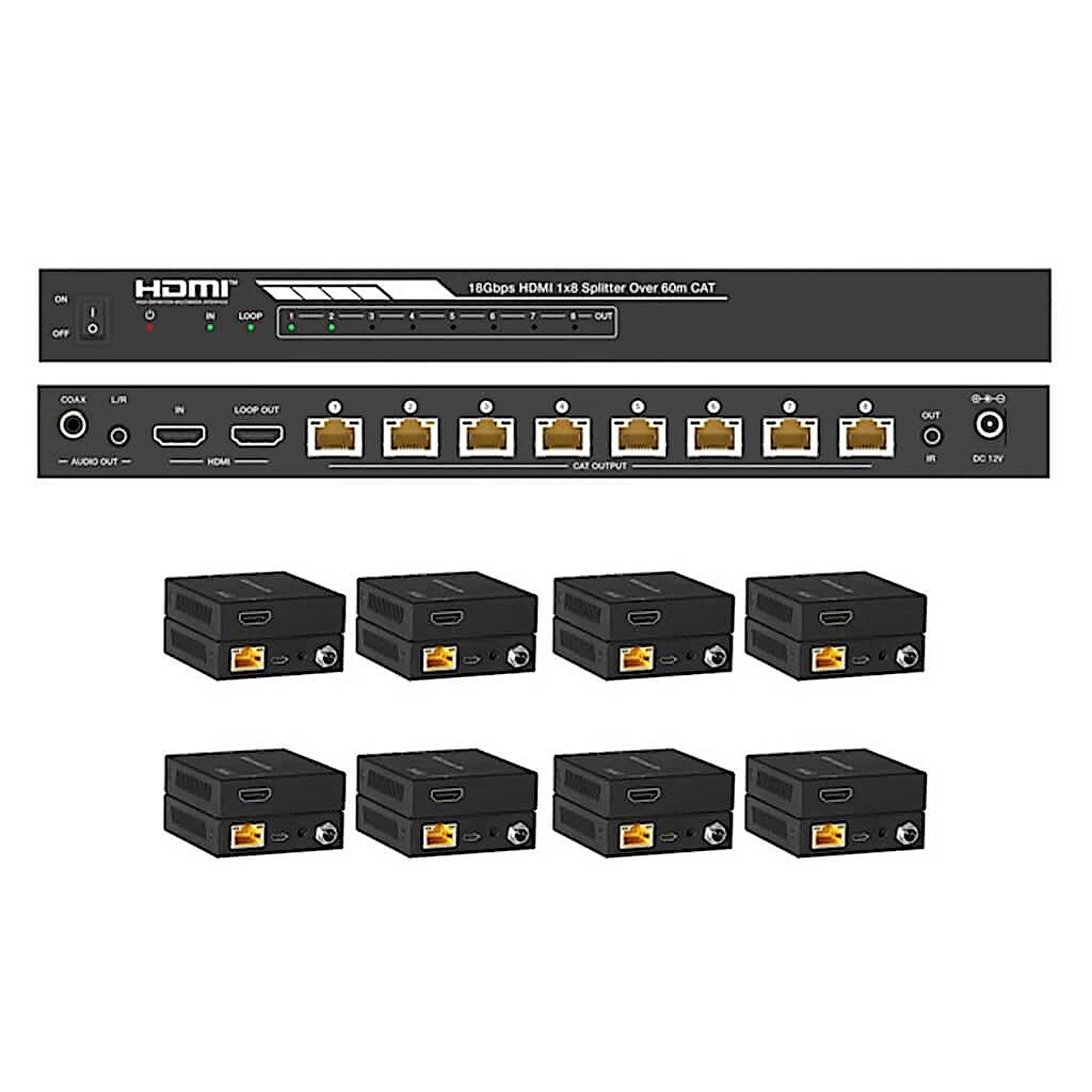 DVDO Splitter-18-CAT - 4K 1x8 HDMI Splitter with 8 CAT Receivers