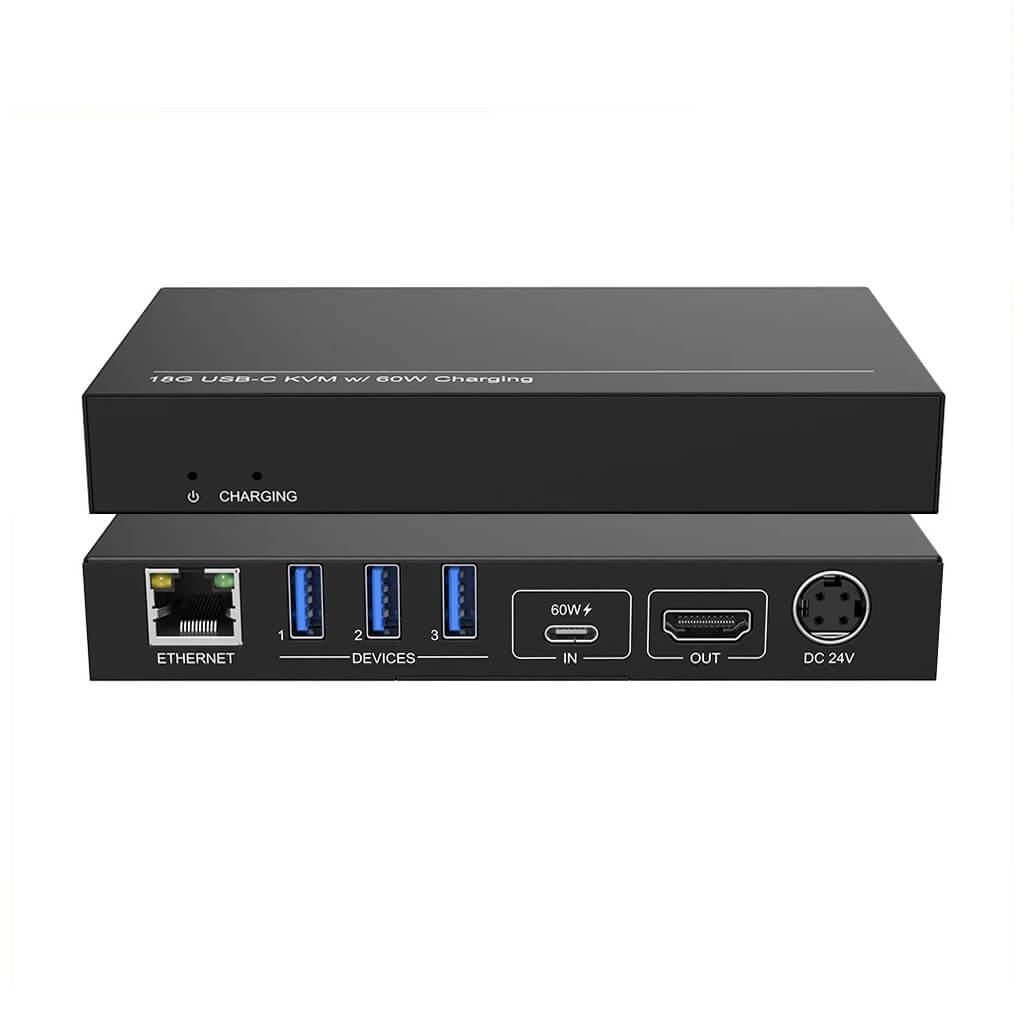 DVDO USBC-HDMI-Conv-1 - 4K USB-C to HDMI Converter with USB, stacked front and rear views