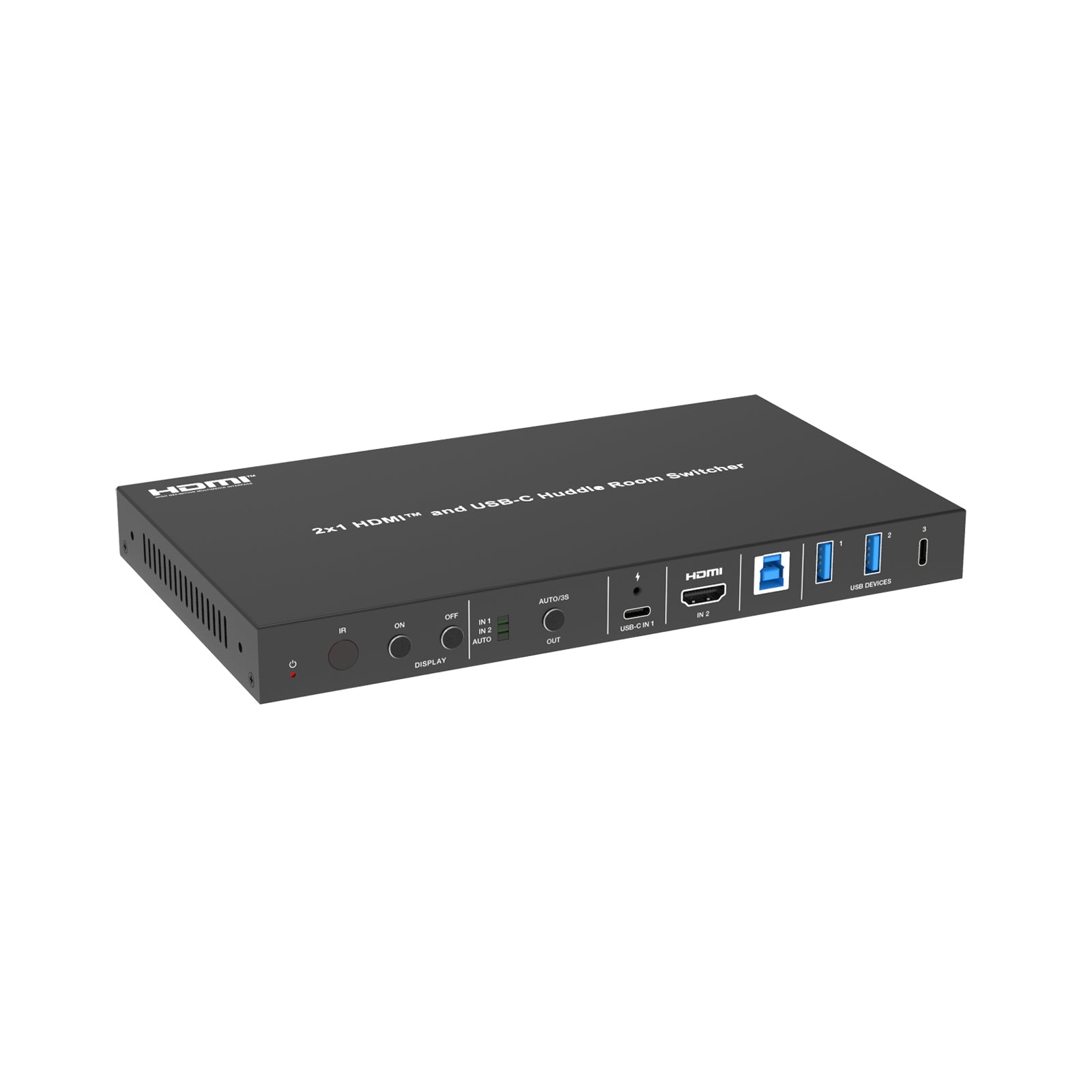 DVDO USBC-HDMI-PS-21-XL - 4K 2x1 HDMI and USB-C Presentation Switcher, angled front