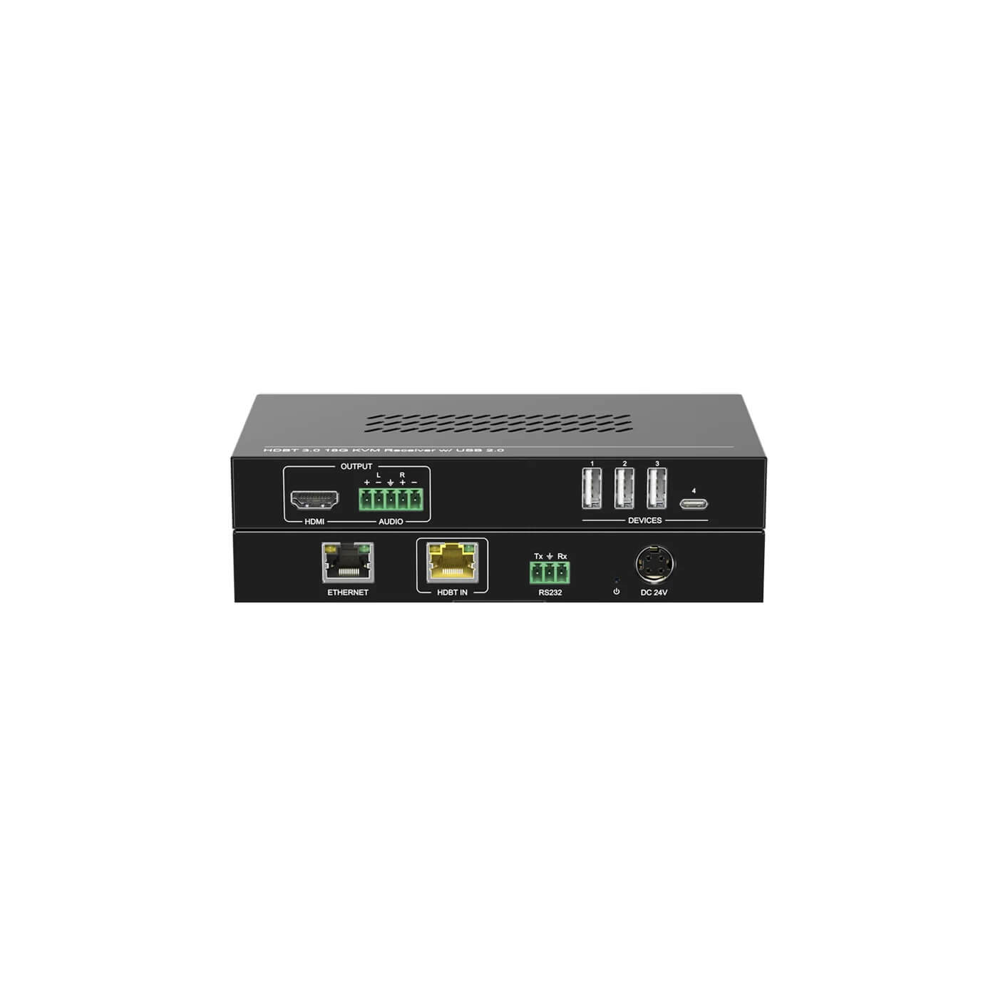 DVDO USBC-HDMI-PS-21-Xtend - 2x1 4K Presentation Switcher/Extender, receiver front and rear views