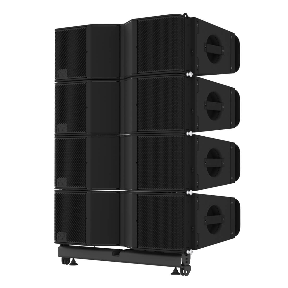 4x EAW NT208L - Newport Series, 2-Way Active 8-inch Line Array Loudspeakers, stacked on feet