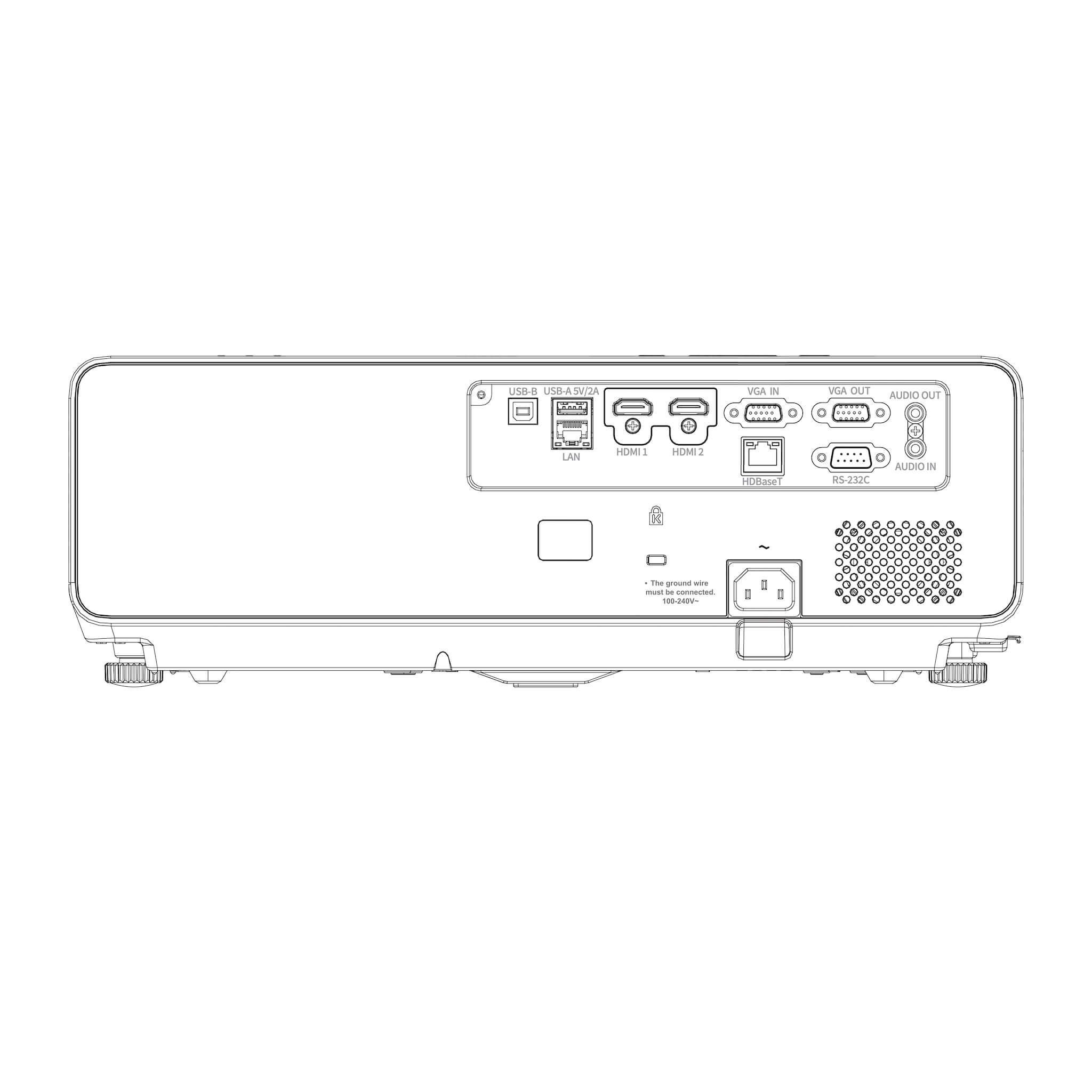 Eiki C735 - 3LCD WUXGA Laser Projector with Attached Lens, rear