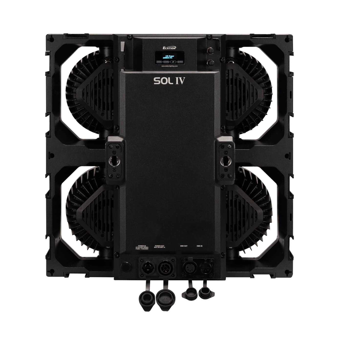 Elation SŌL IV Blinder - 4x 350W RGBLAW LED Modular Blinder, rear DMX