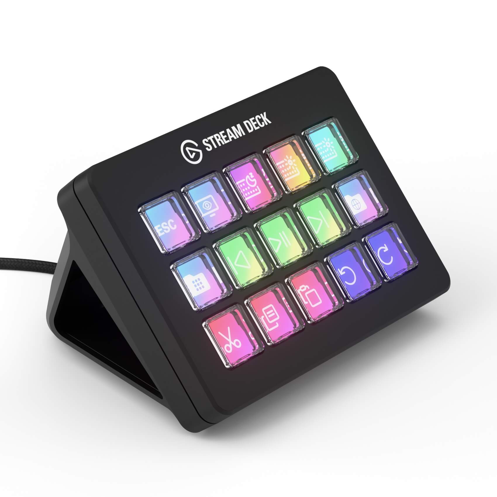 Elgato Stream Deck Scissor Keys - Precision 15-Key Tactile Control Pad, angle