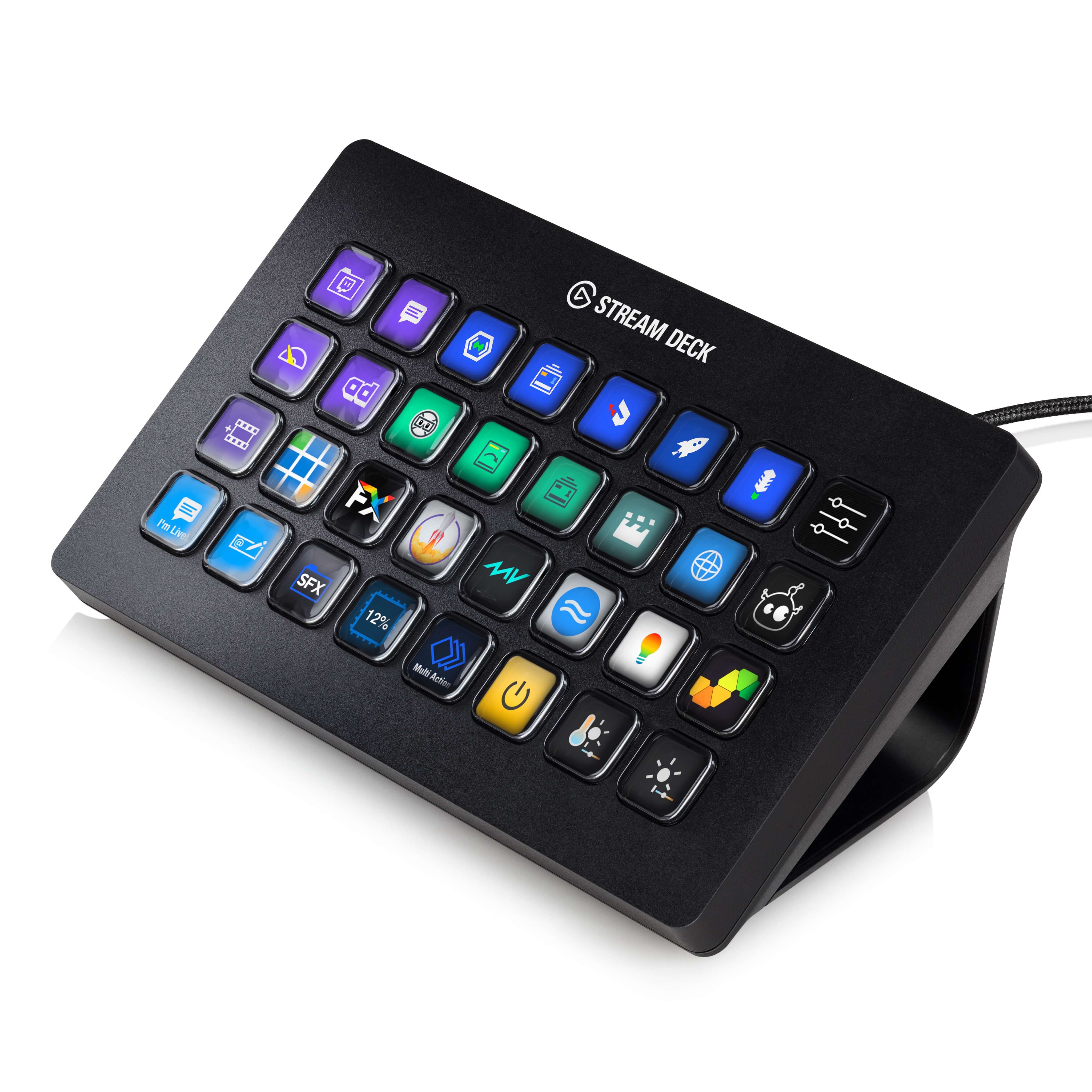 Elgato Stream Deck XL - Expanded 32-Key Tactile Control Surface, angle