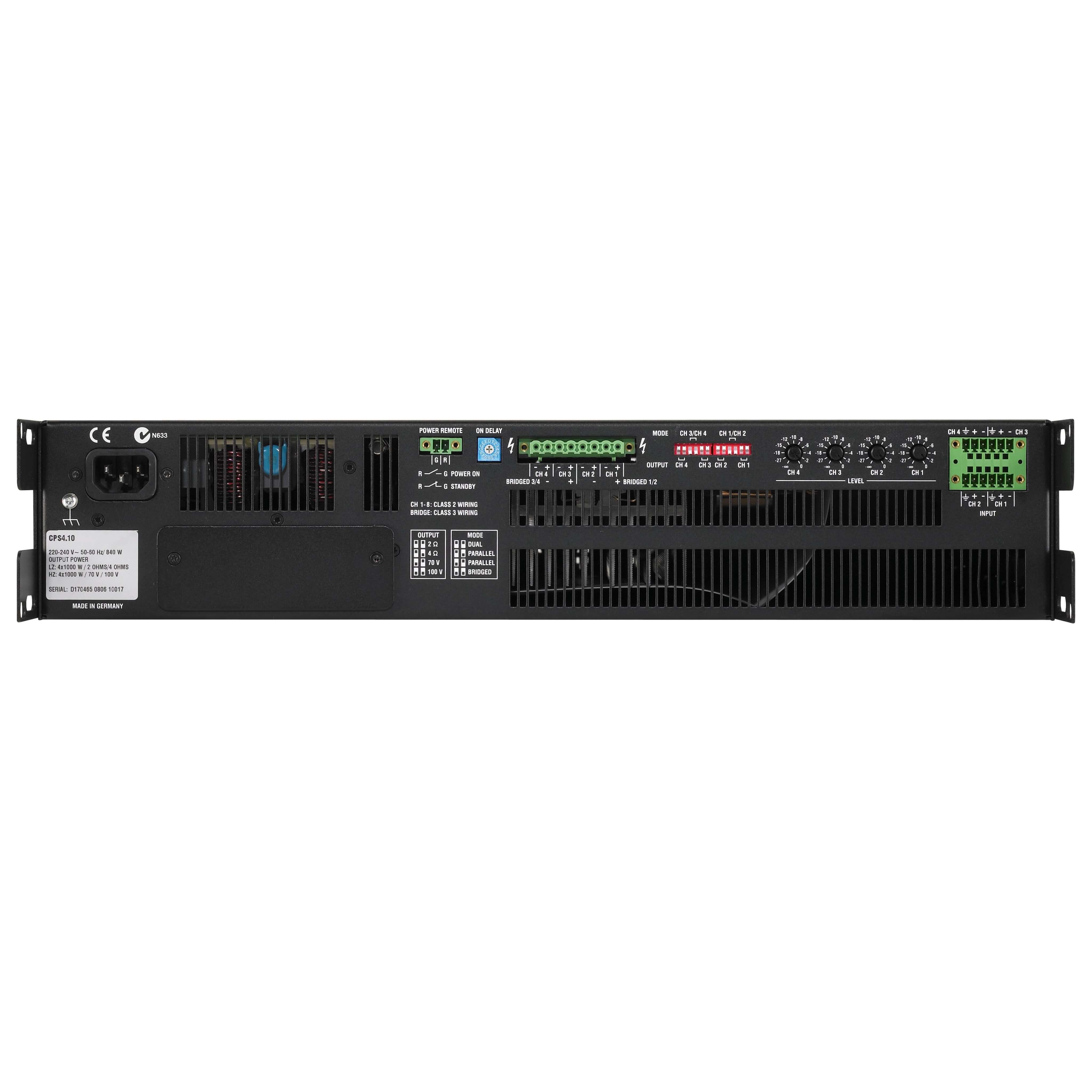 Electro-Voice CPS 4.5 - 4-Channel x 500W Power Amplifier, rear