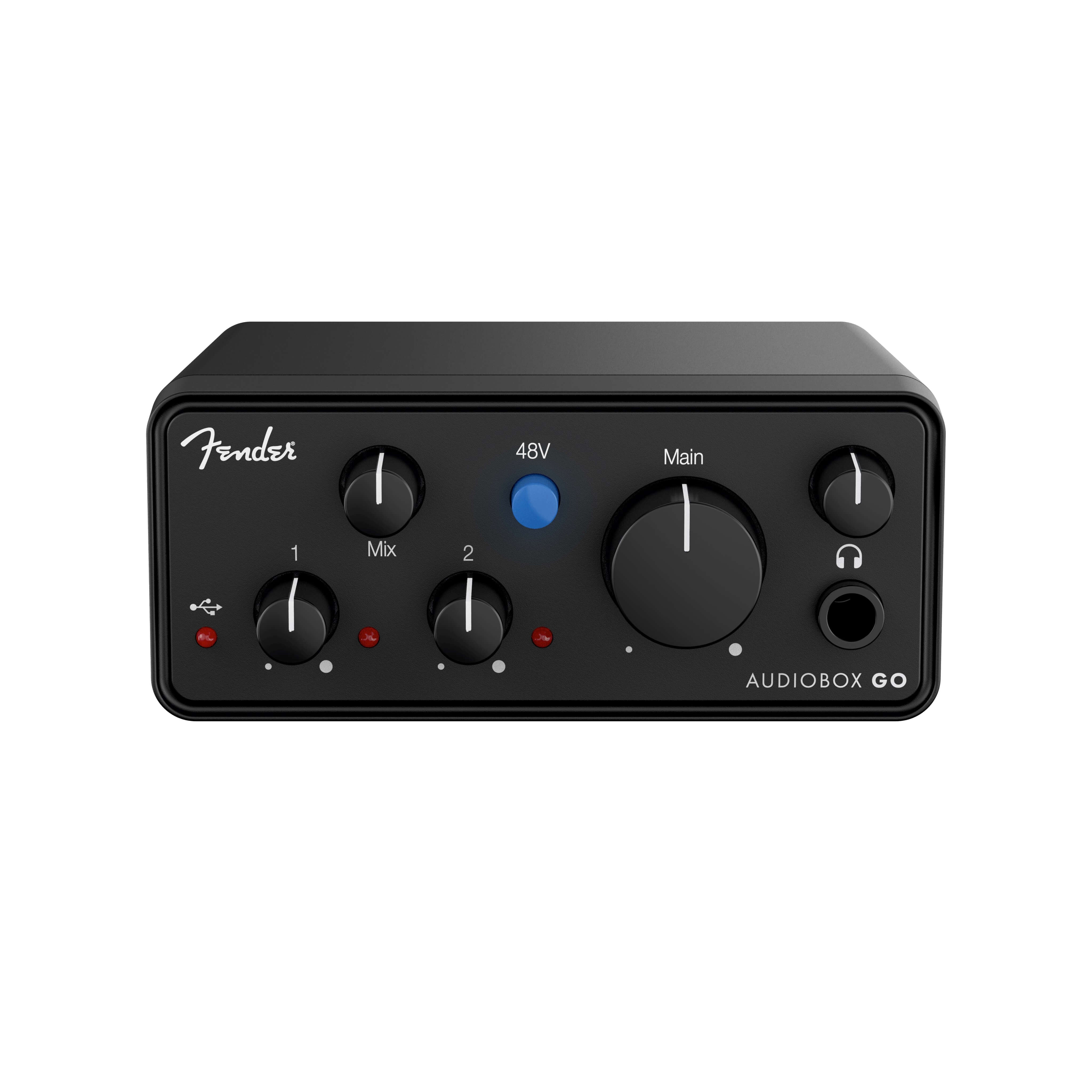 Fender AudioBox Go - Ultra-Compact 2x2 USB-C Audio Interface, front tilt