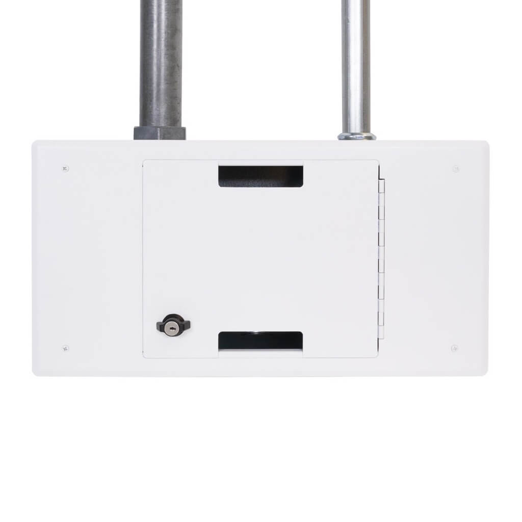 FSR PWB-CMU8-HNGWHT-C - White Lockable Hinged Cover for PWB-CMU8 Wall Box, with small doors open