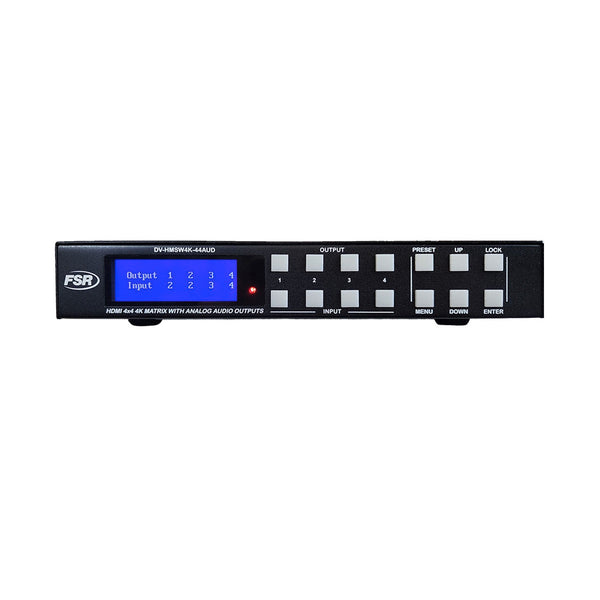 FSR DV-HMSW4K-44AUD - 4x4 HDMI 4K Matrix Switcher with Analog Outputs, front