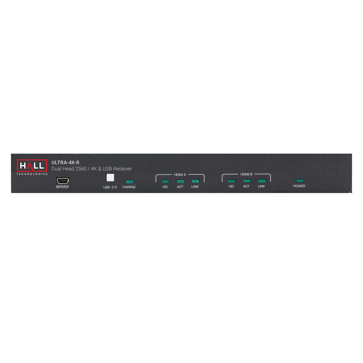 Hall Technologies ULTRA-4K-R - Dual-Head 4K HDMI and USB KVM Receiver, front