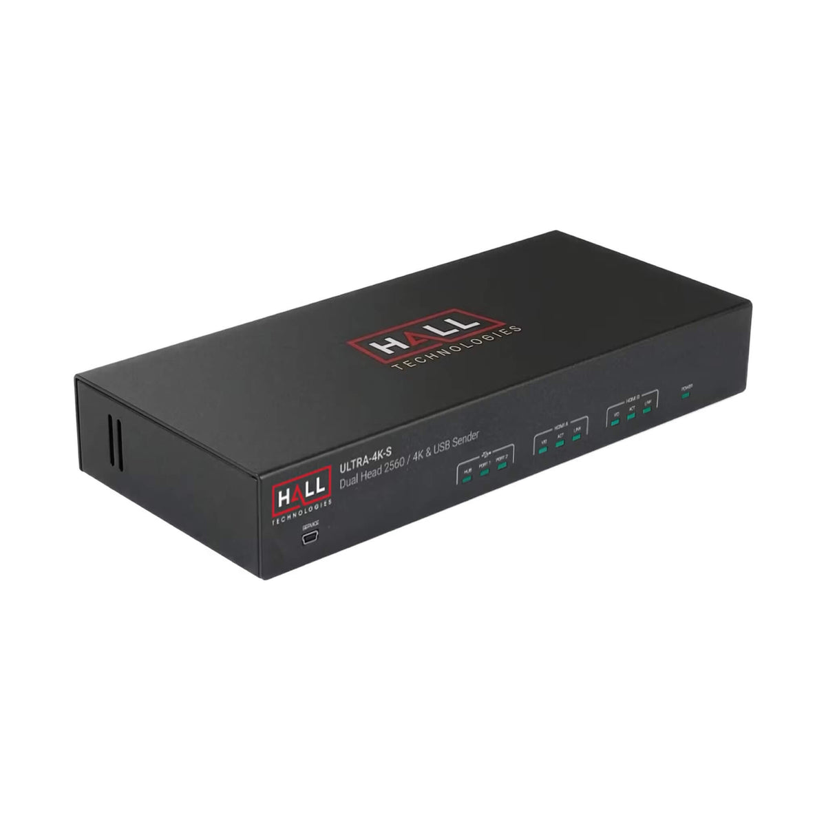Hall Technologies ULTRA-4K-S - Dual-Head 4K HDMI and USB KVM Sender, angled