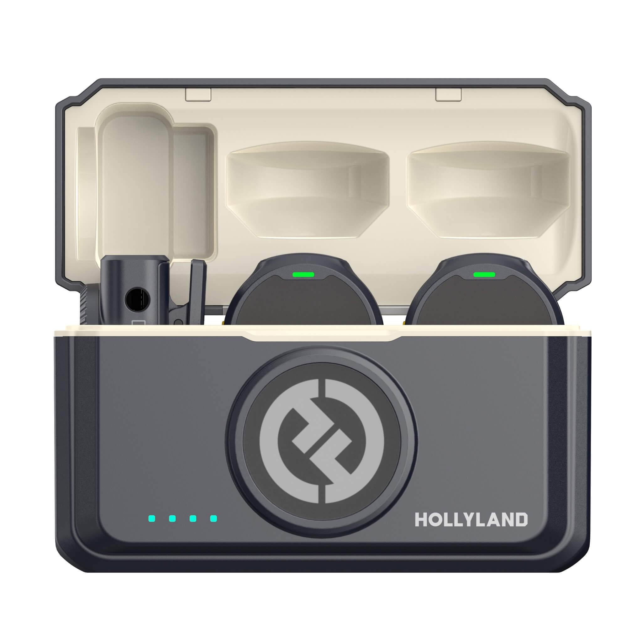 Hollyland LARK M2 Camera - Wireless Lavalier Microphone System, case open