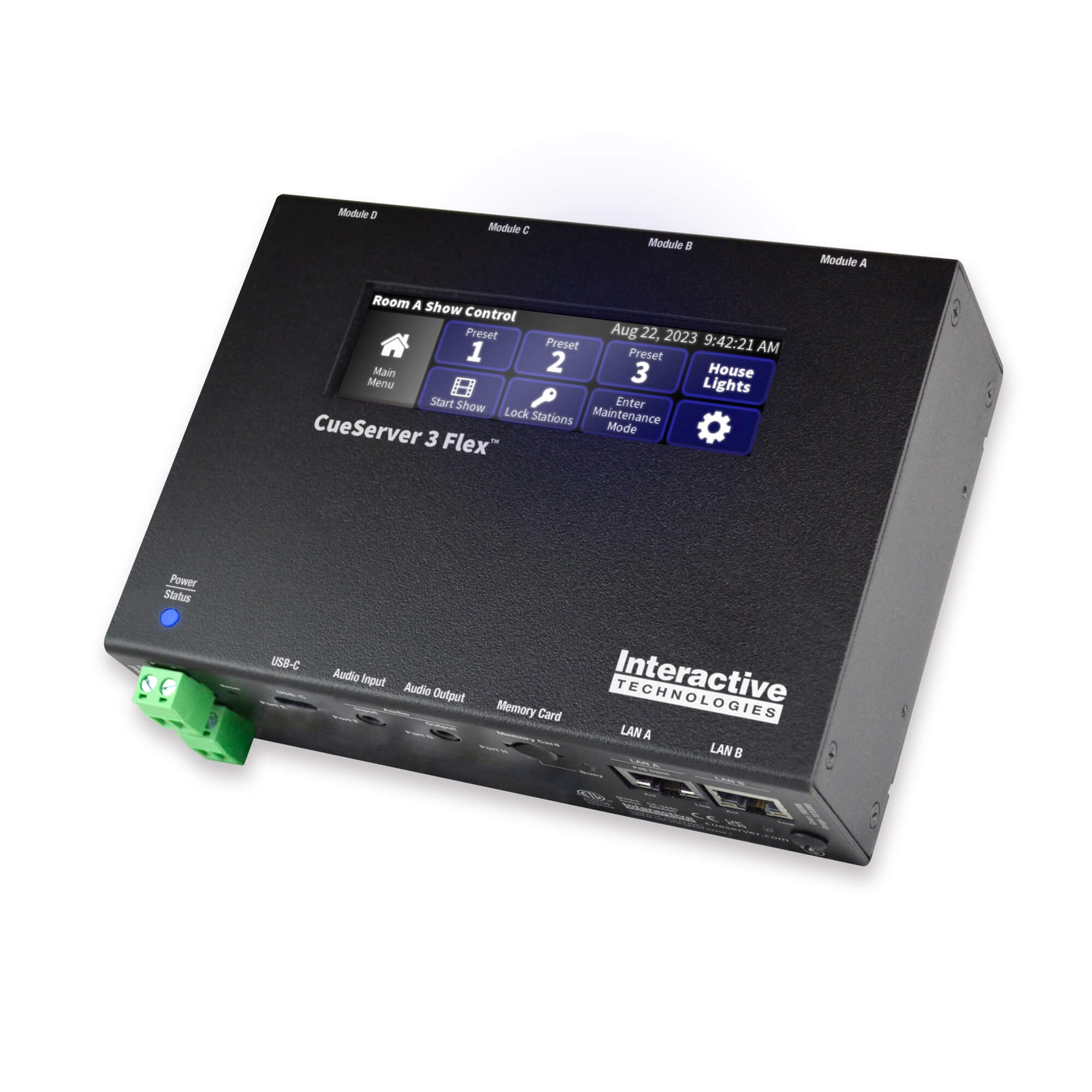 Interactive Technologies CueServer Flex - DMX Lighting Processor, angle