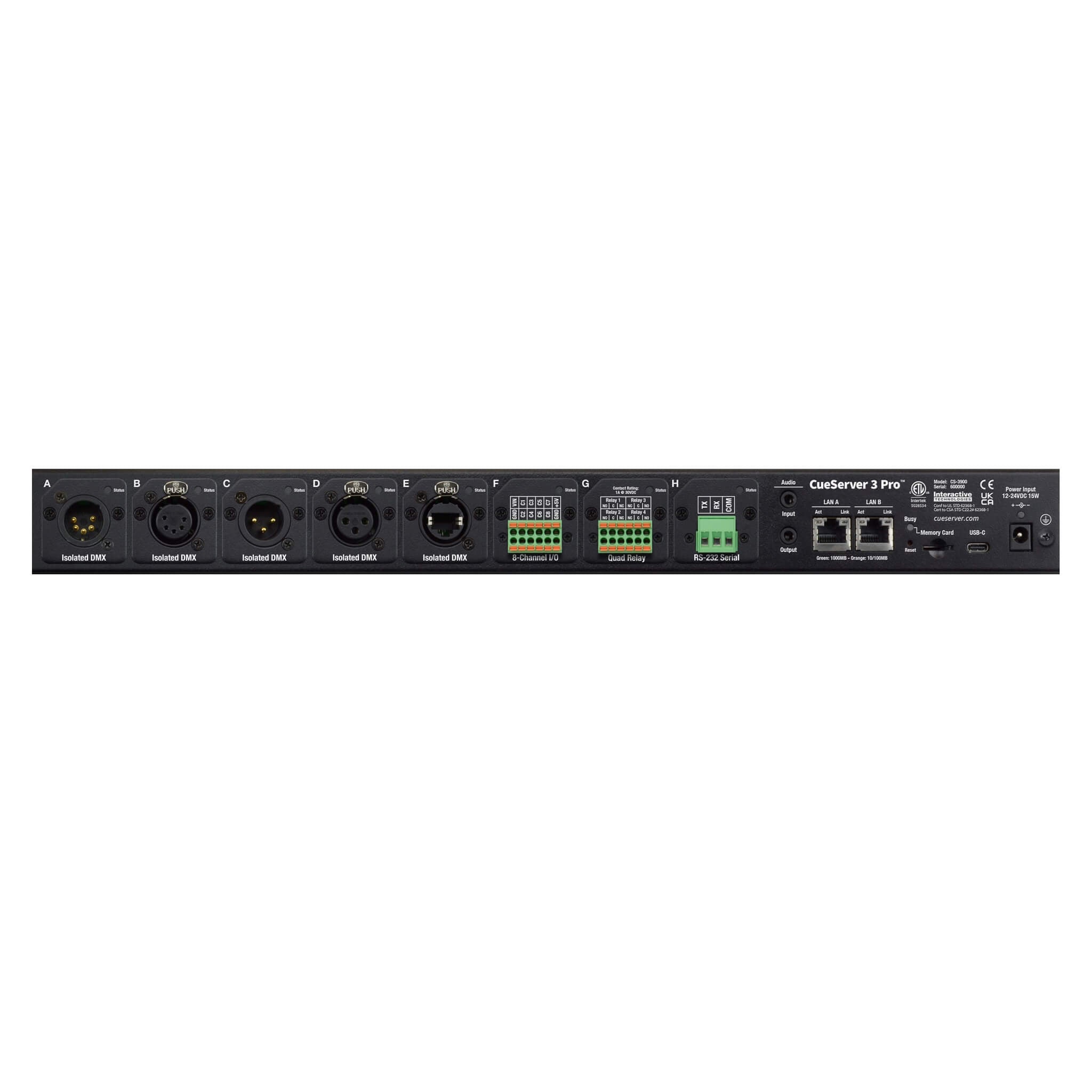 Interactive Technologies CueServer 3 Pro - DMX Lighting Processor, rear with optional smart modules