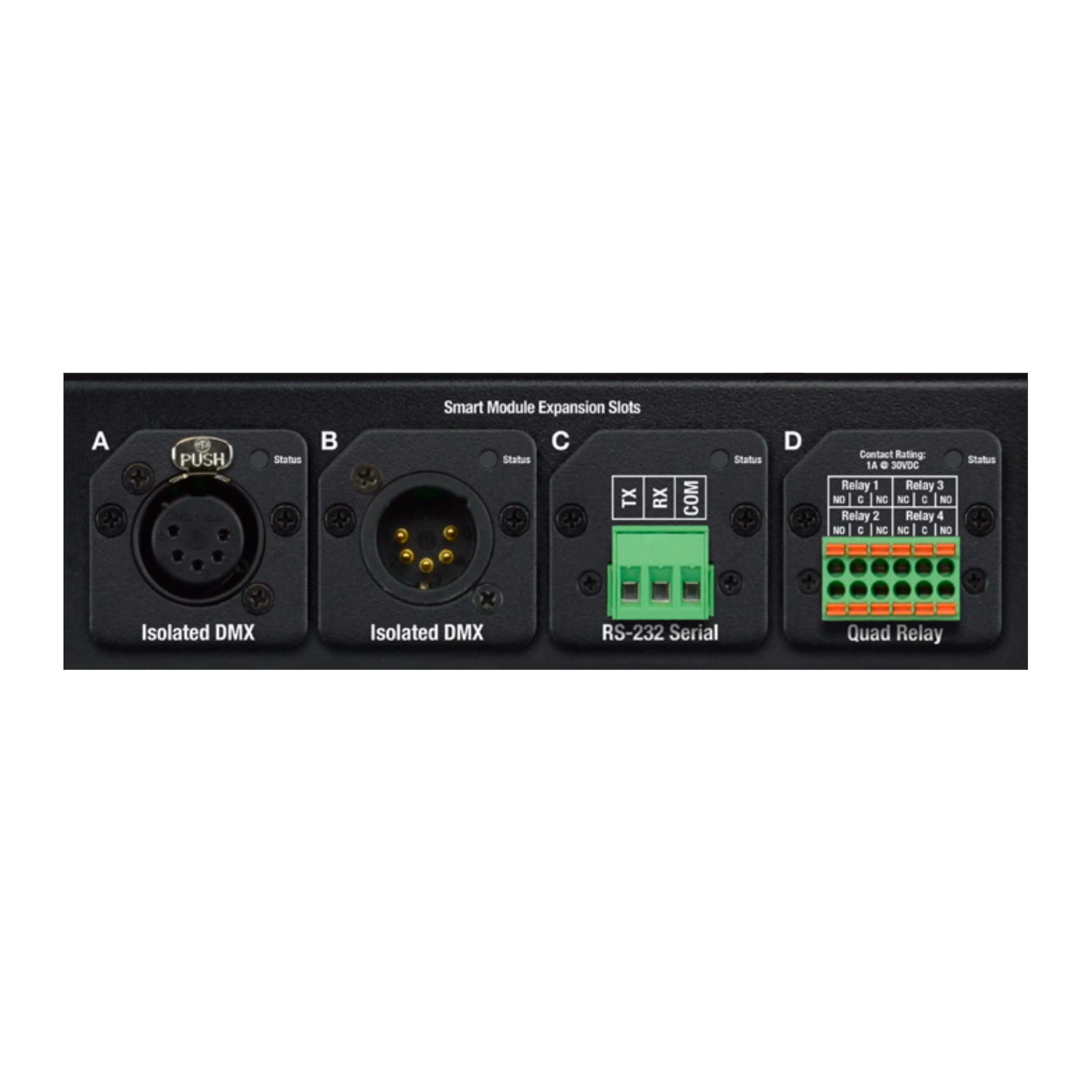 Interactive Technologies CueServer Flex, rear (Smart Modules sold separately)
